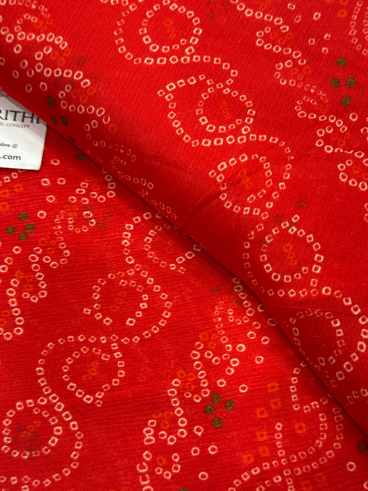 Digital bandhani printed pure chinon fabric