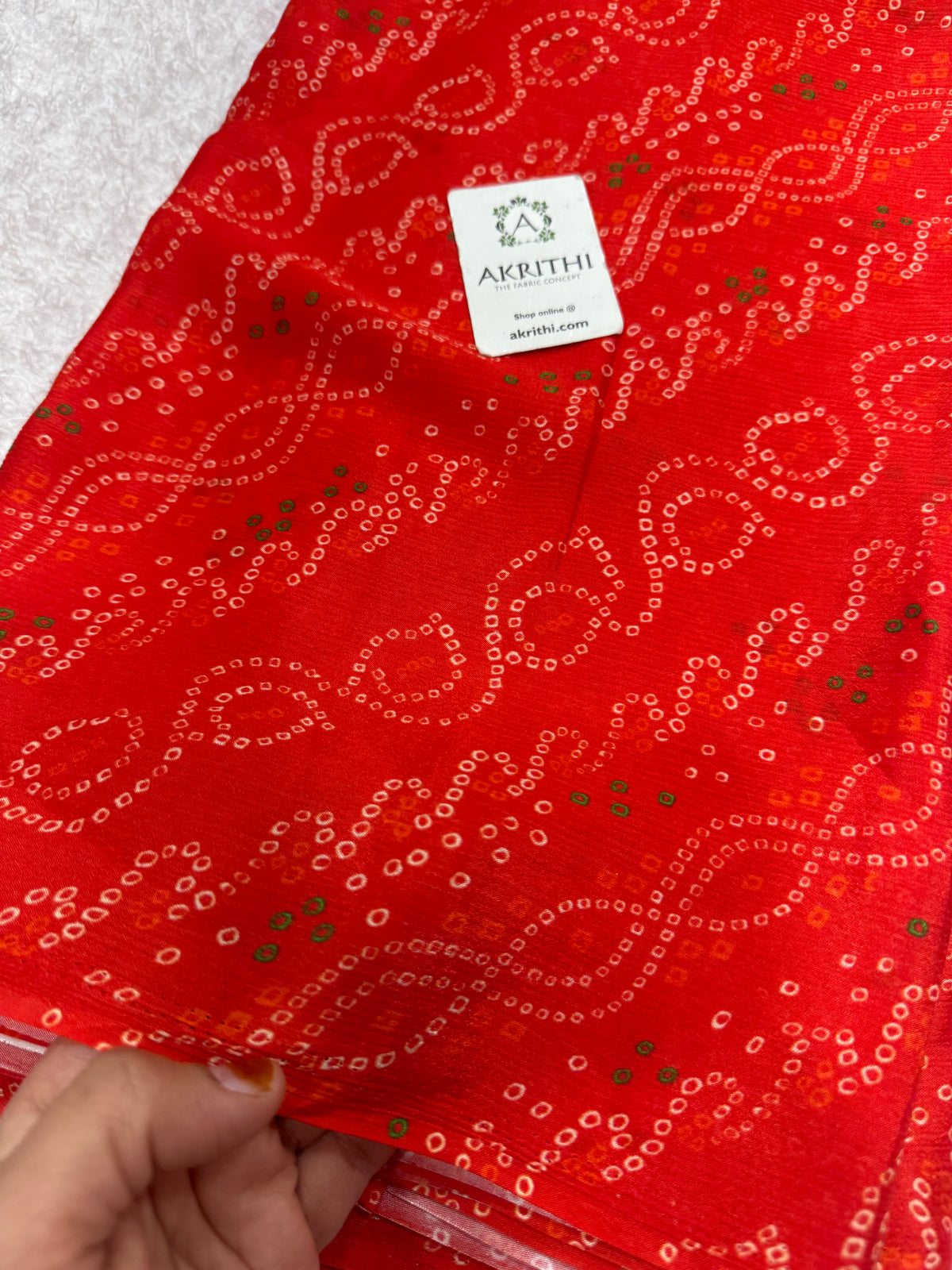 Digital bandhani printed pure chinon fabric