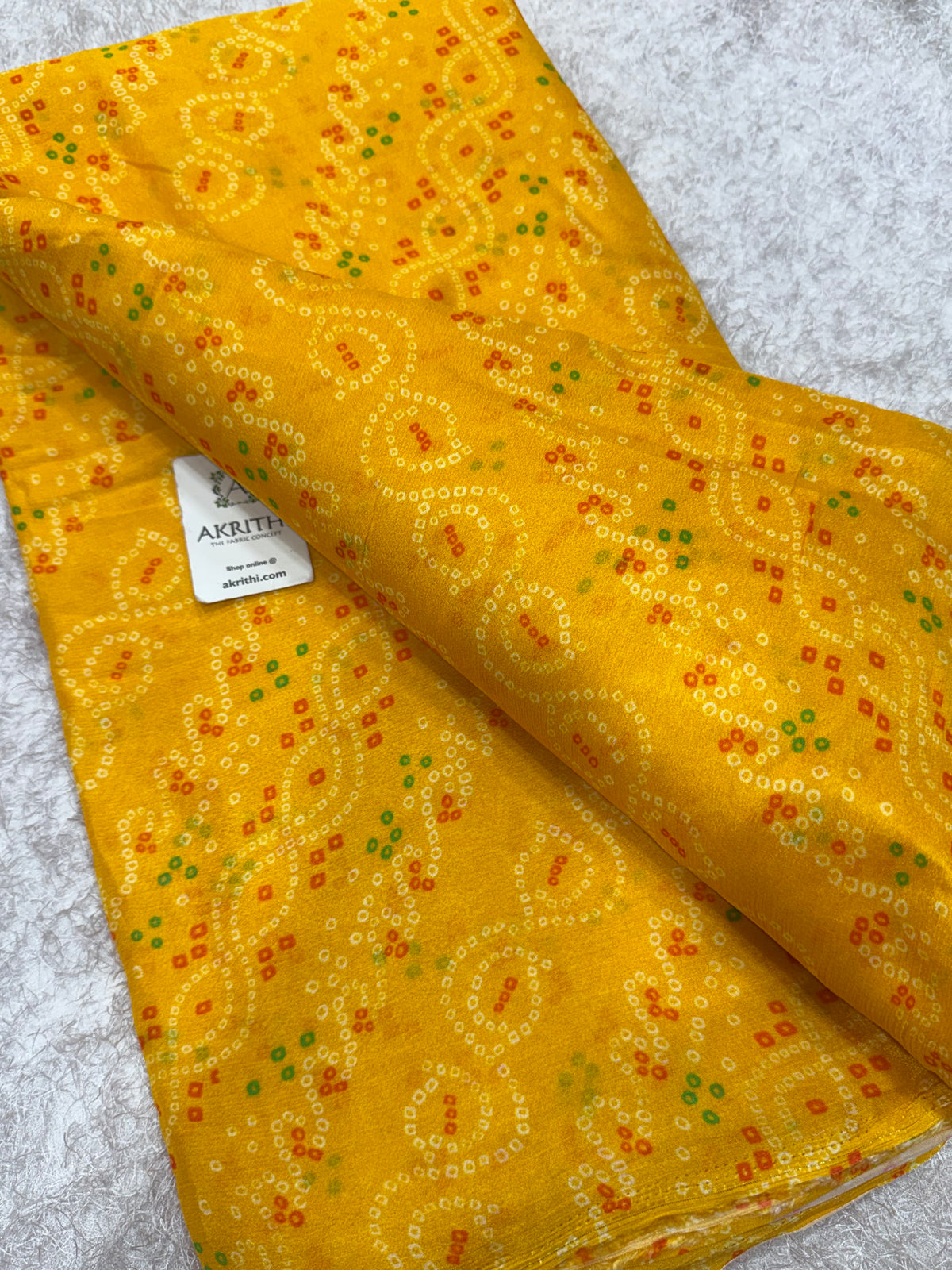 Digital bandhani printed pure chinon fabric