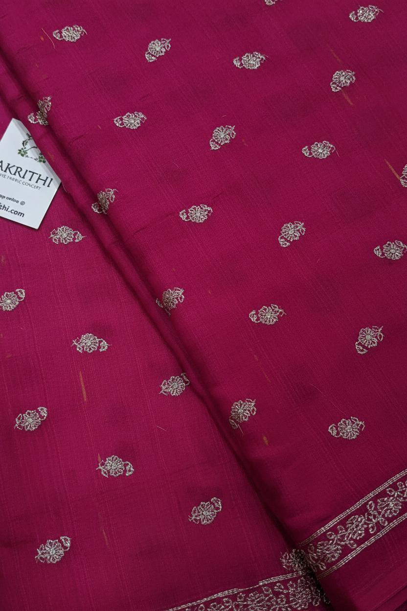 Pure raw silk zari embroidered fabric