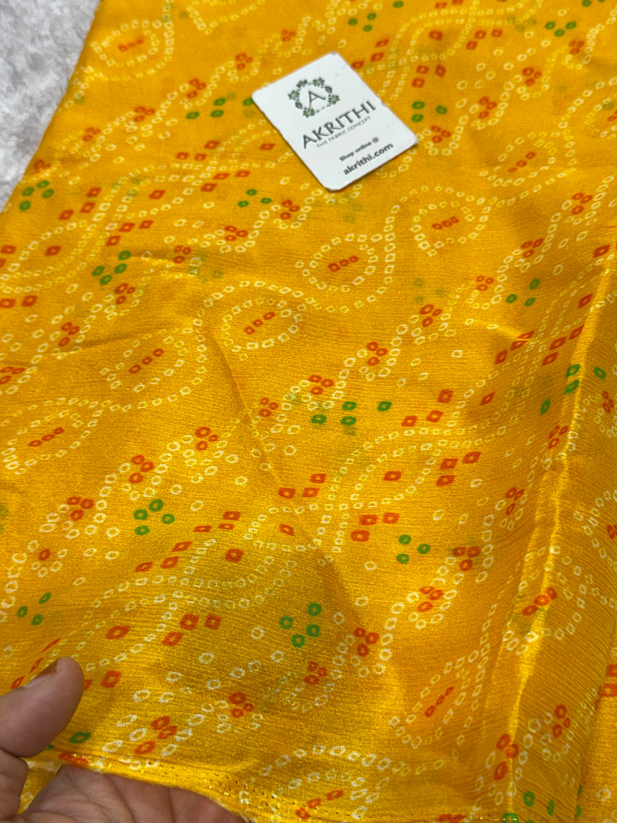 Digital bandhani printed pure chinon fabric