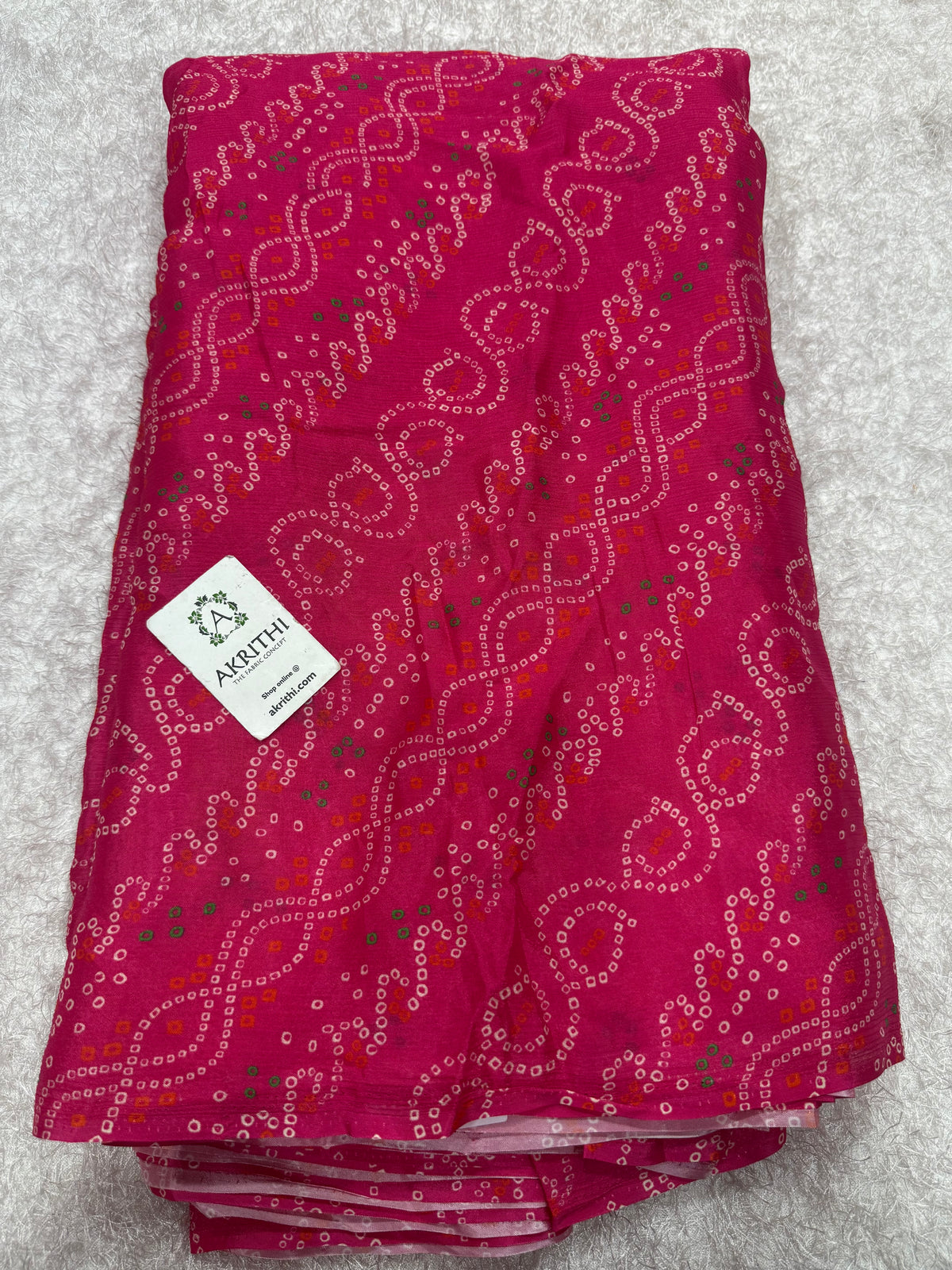 Digital bandhani printed pure chinon fabric