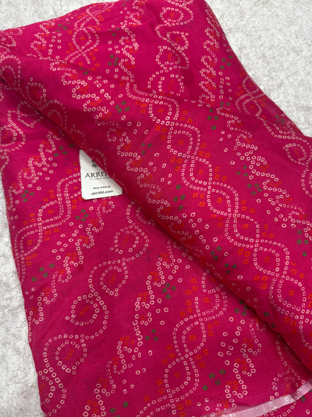 Digital bandhani printed pure chinon fabric