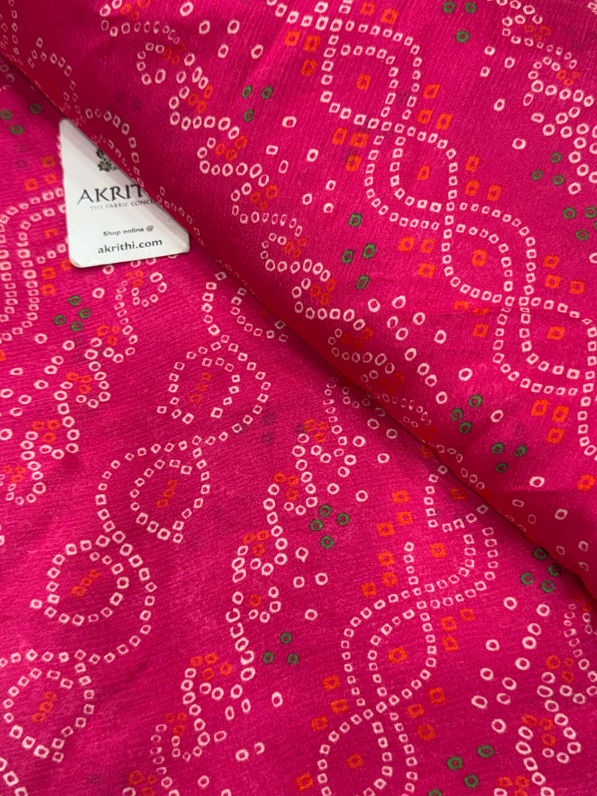 Digital bandhani printed pure chinon fabric