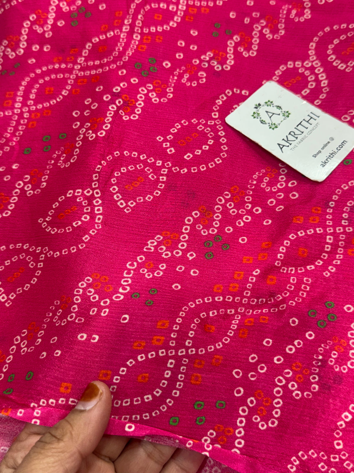 Digital bandhani printed pure chinon fabric