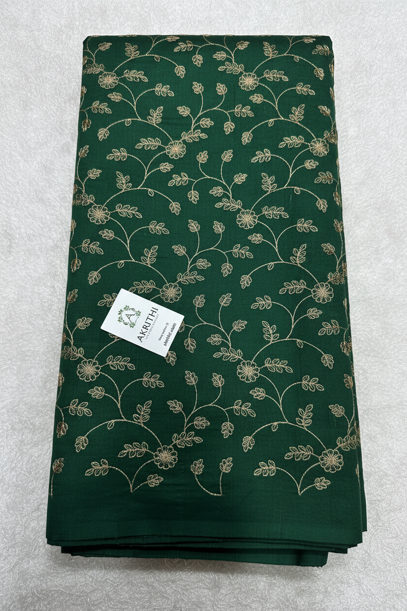 Pure raw silk zari embroidered fabric