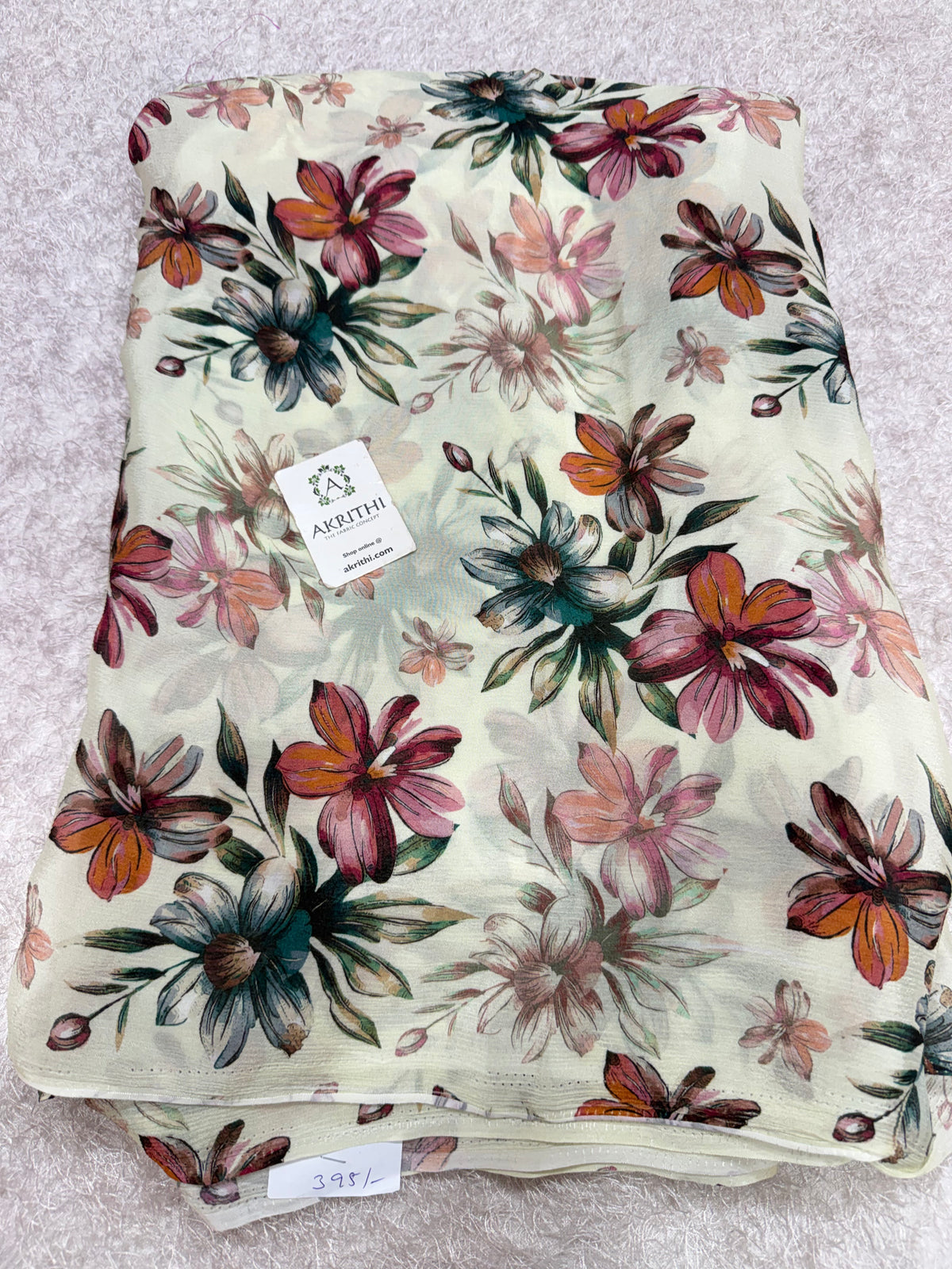Digital floral printed pure chinon fabric