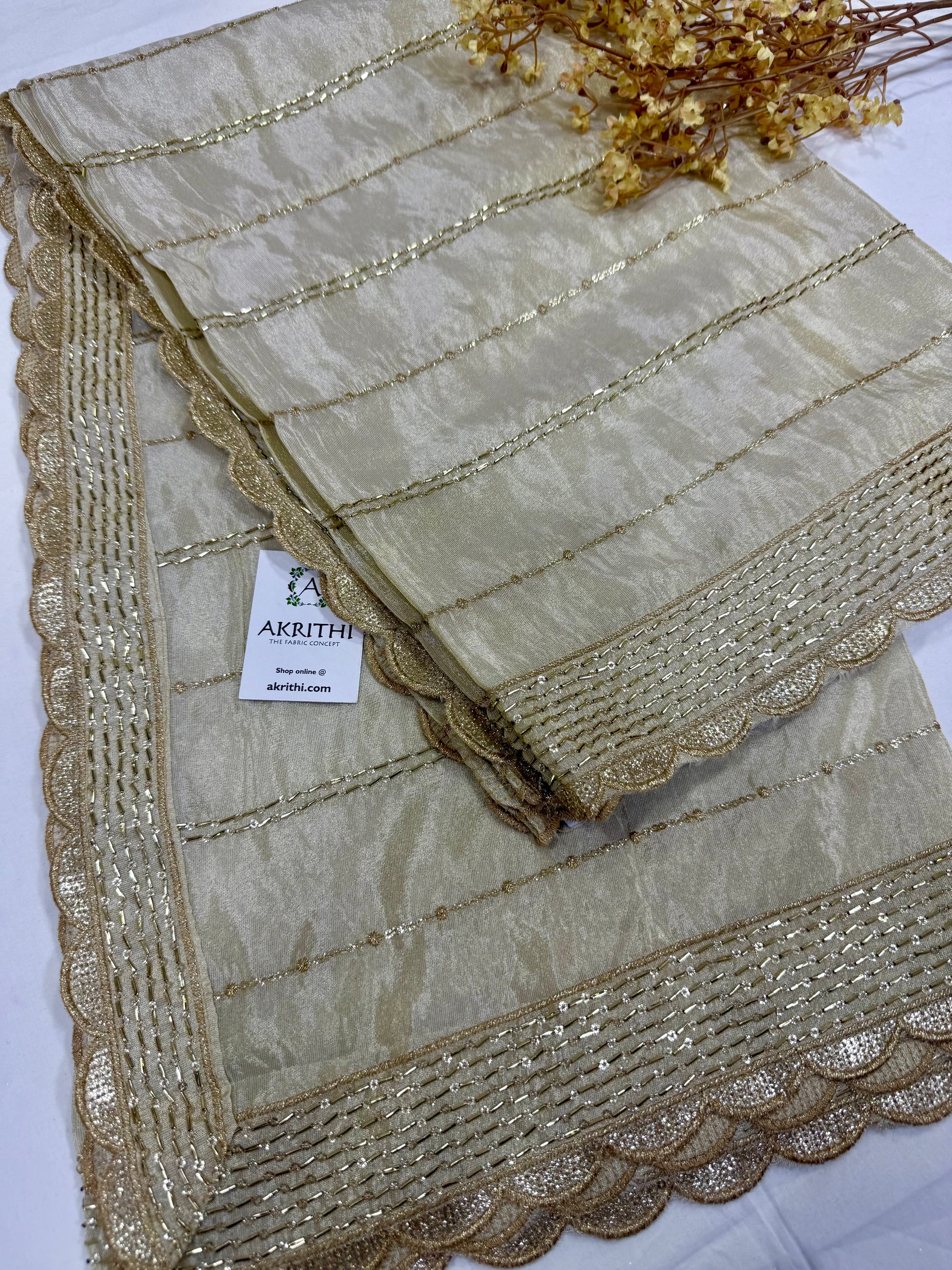 Dyeable embroidered tissue dupatta