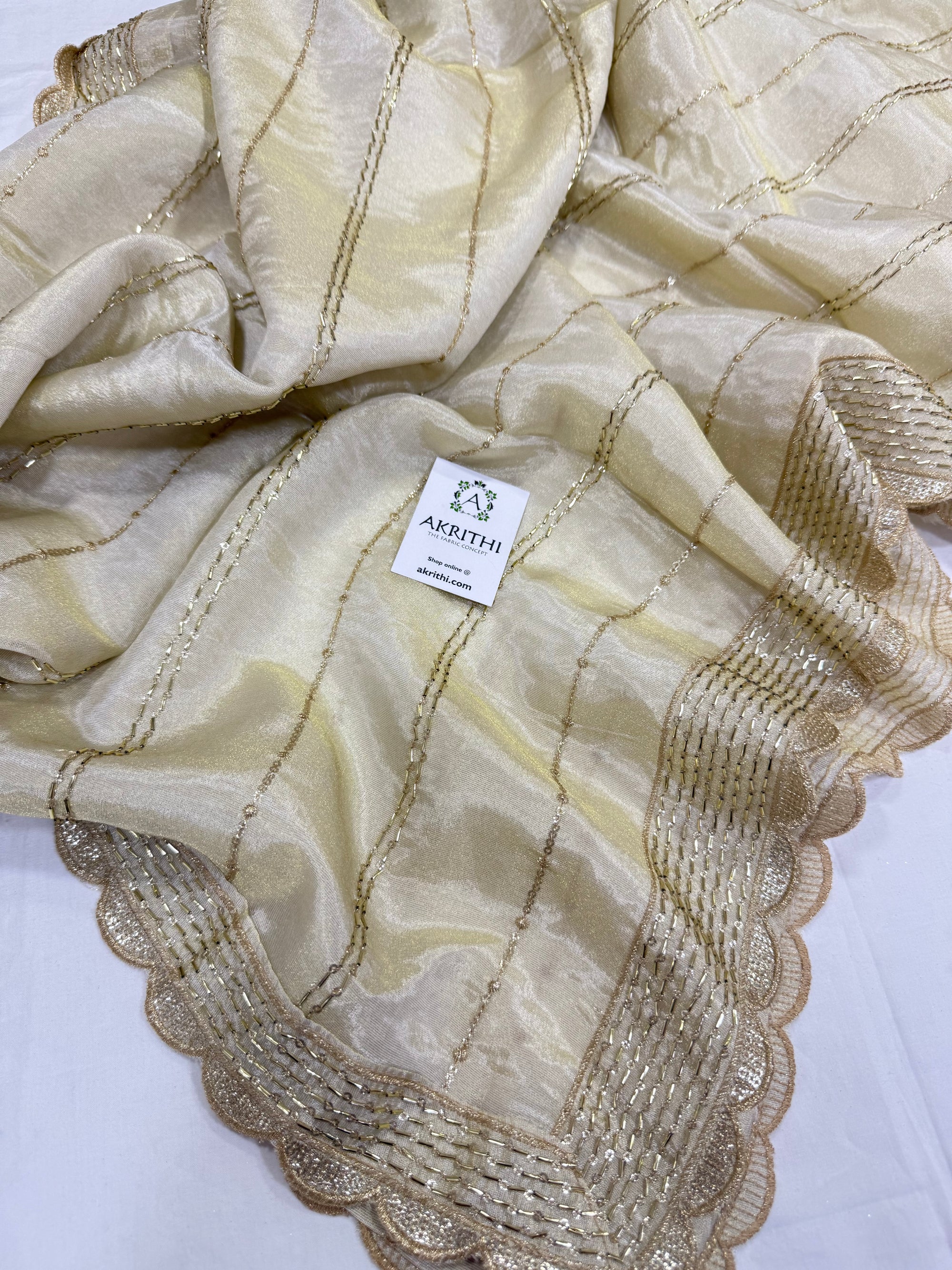 Dyeable embroidered tissue dupatta