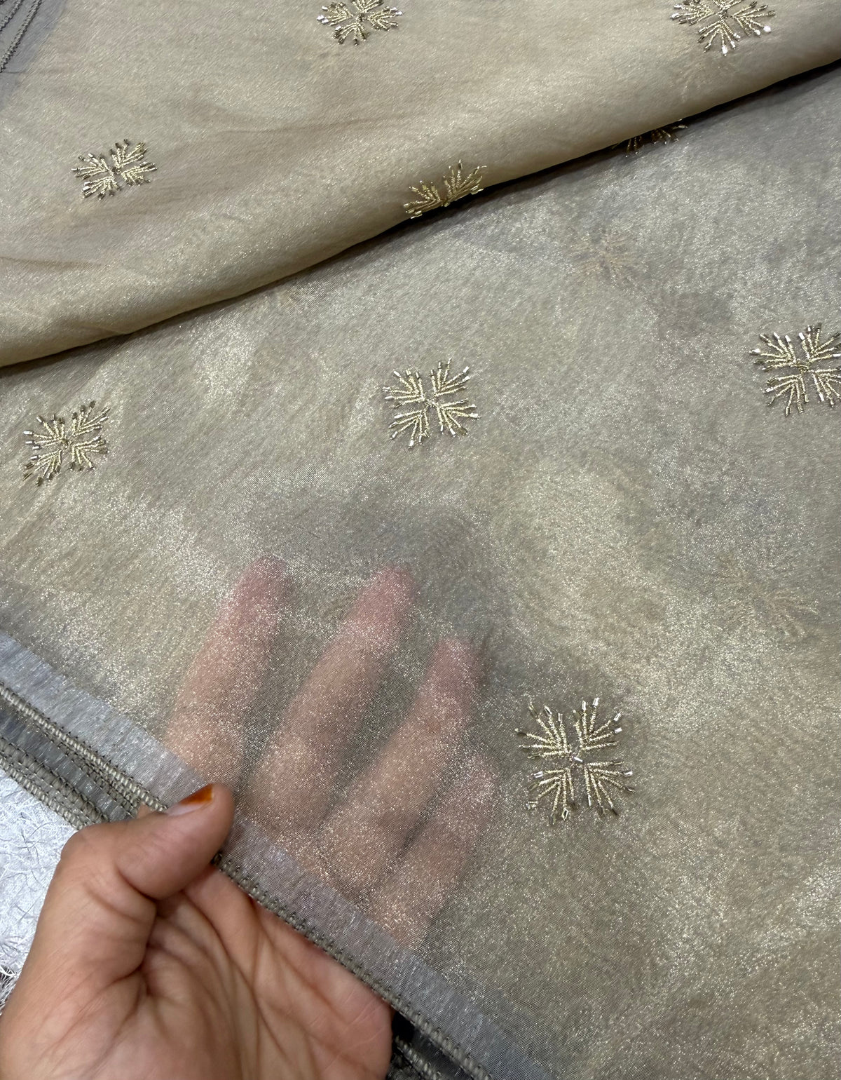 Pure shimmer organza embroidery fabric
