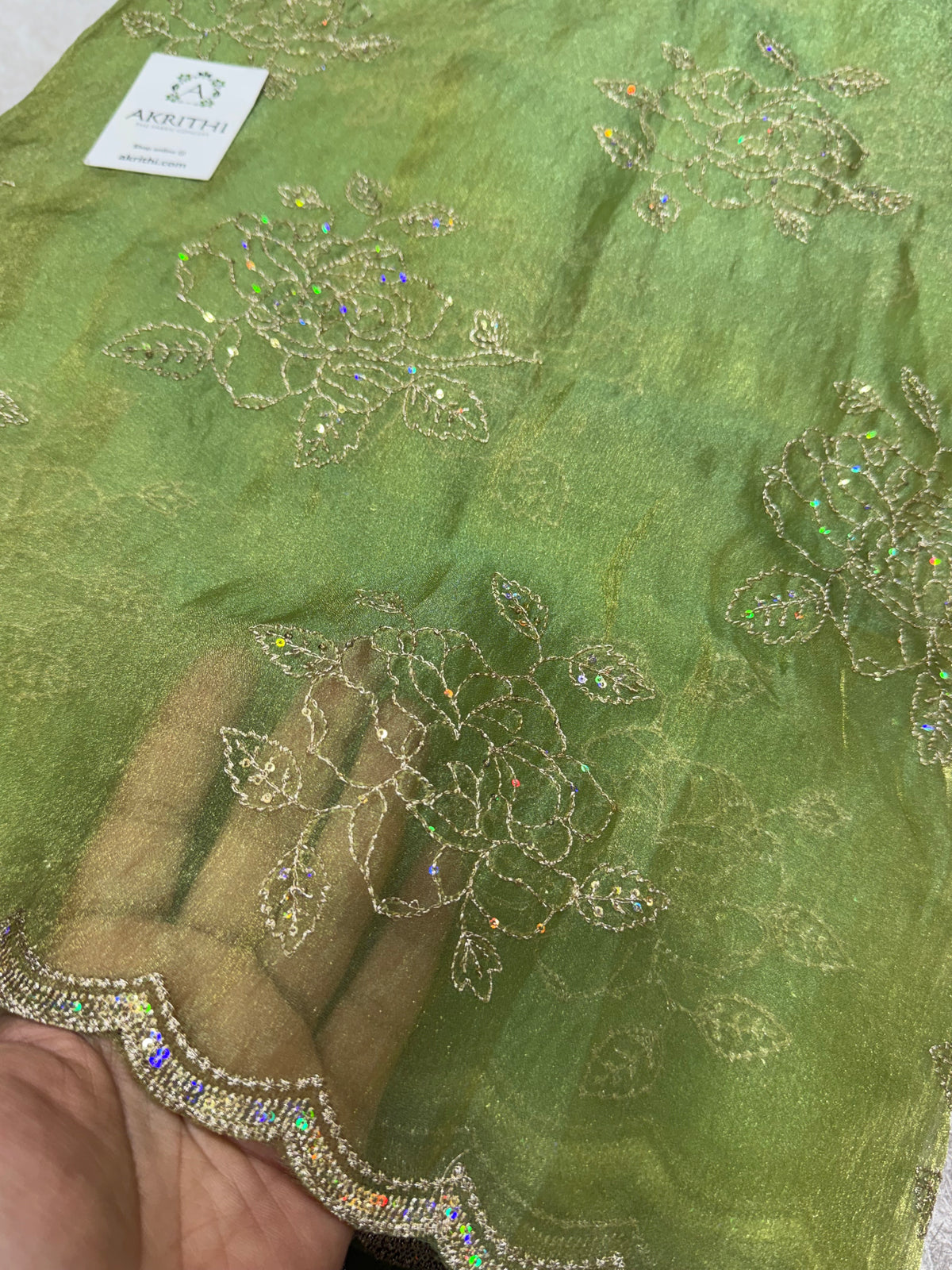 Pure shimmer organza embroidery fabric