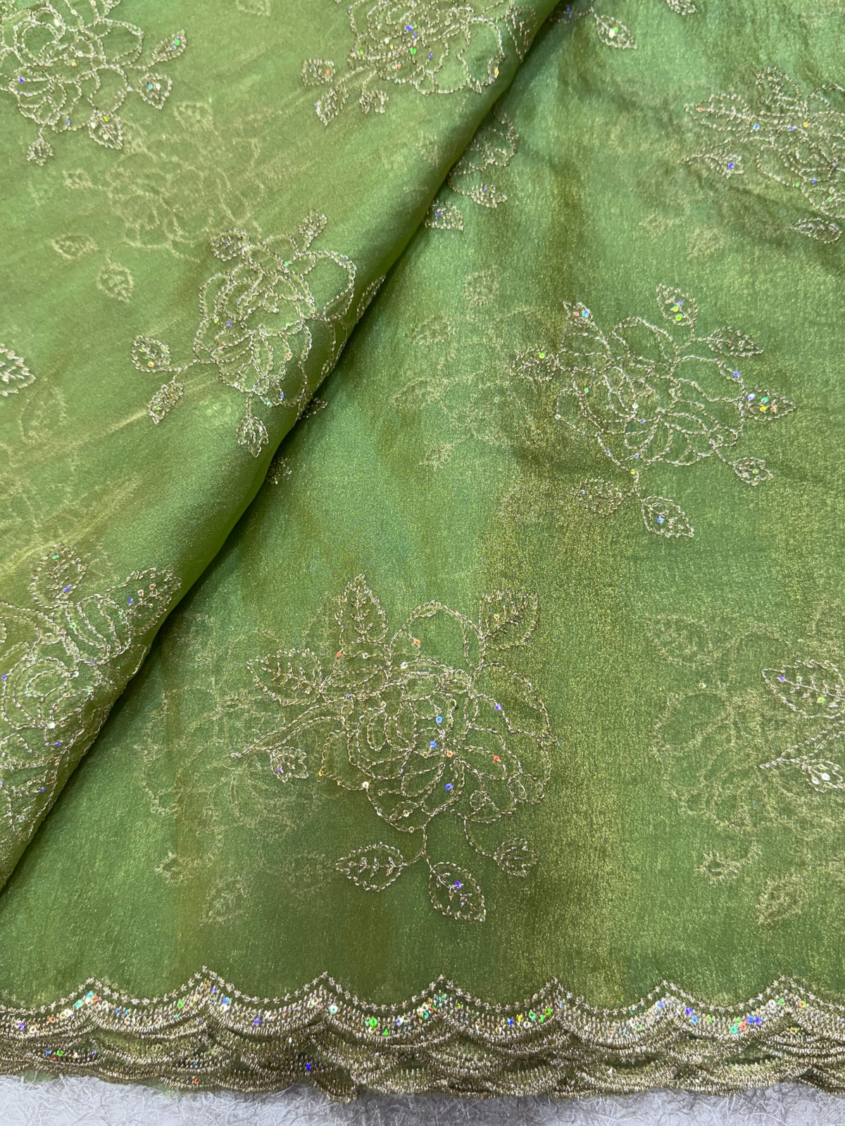 Pure shimmer organza embroidery fabric