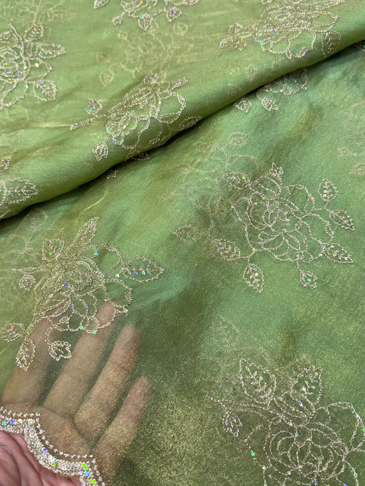 Pure shimmer organza embroidery fabric