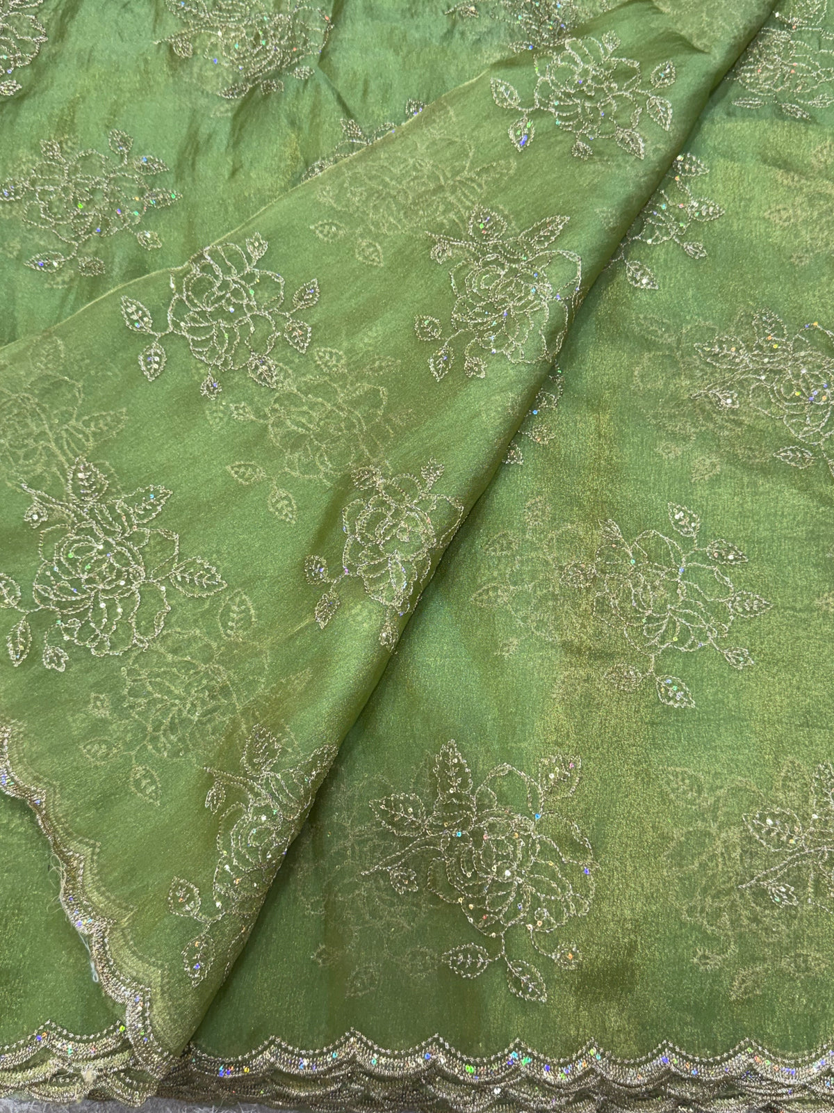 Pure shimmer organza embroidery fabric