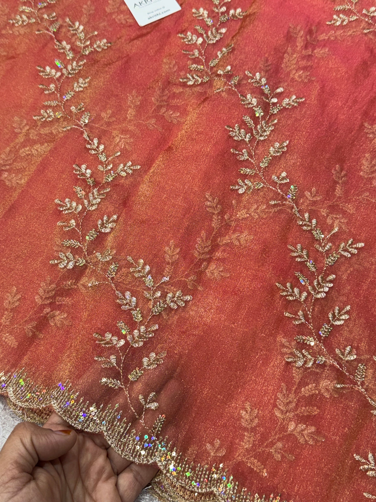 Pure shimmer organza embroidery fabric