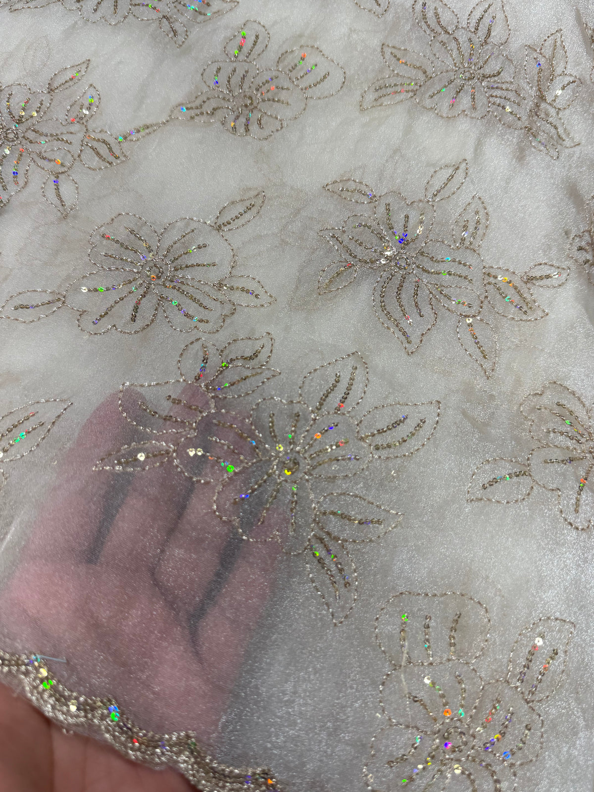 Pure shimmer organza embroidery fabric