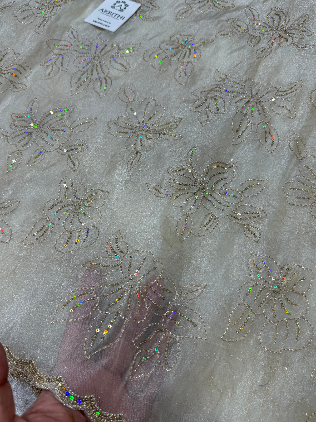 Pure shimmer organza embroidery fabric