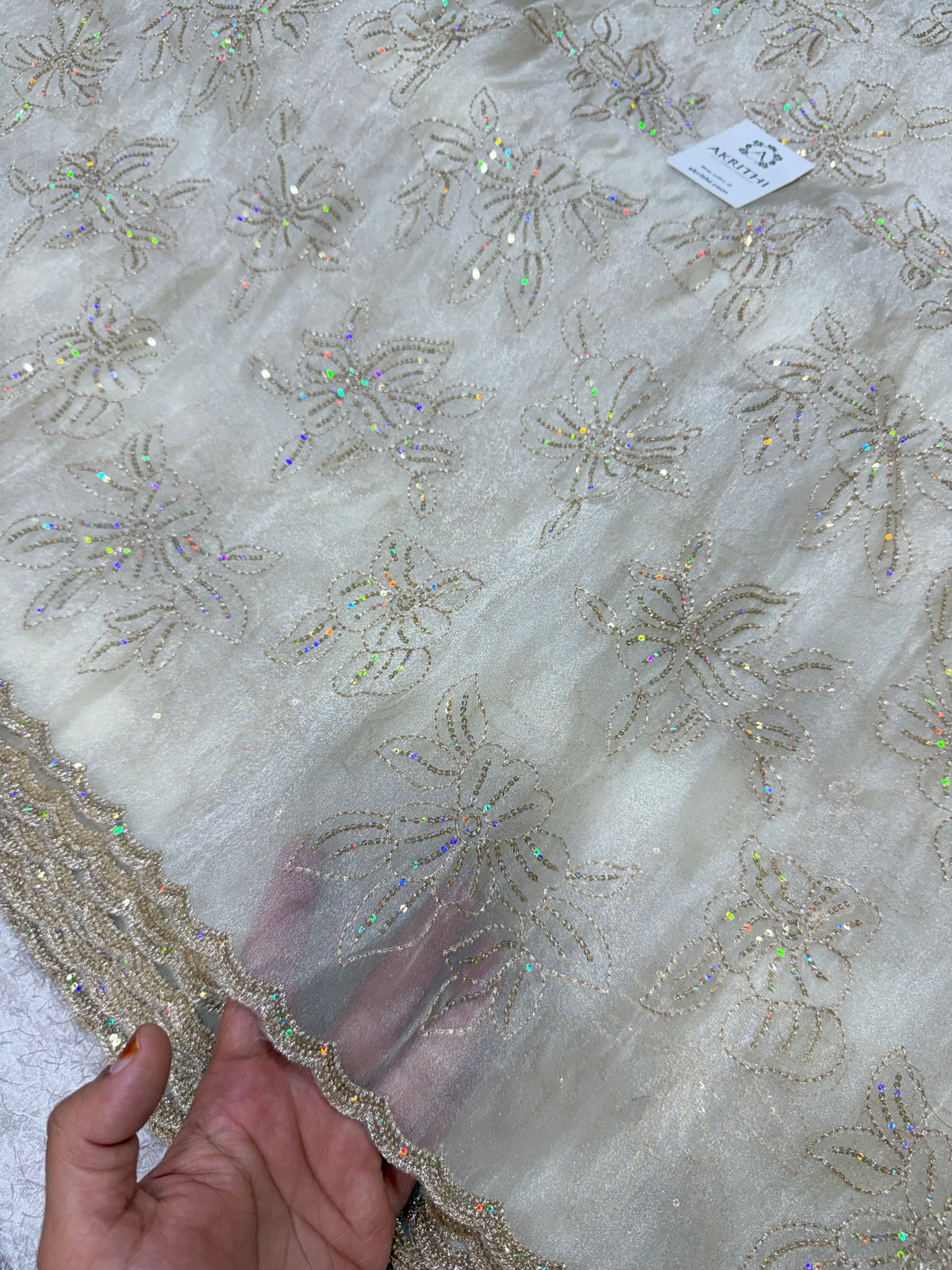 Pure shimmer organza embroidery fabric