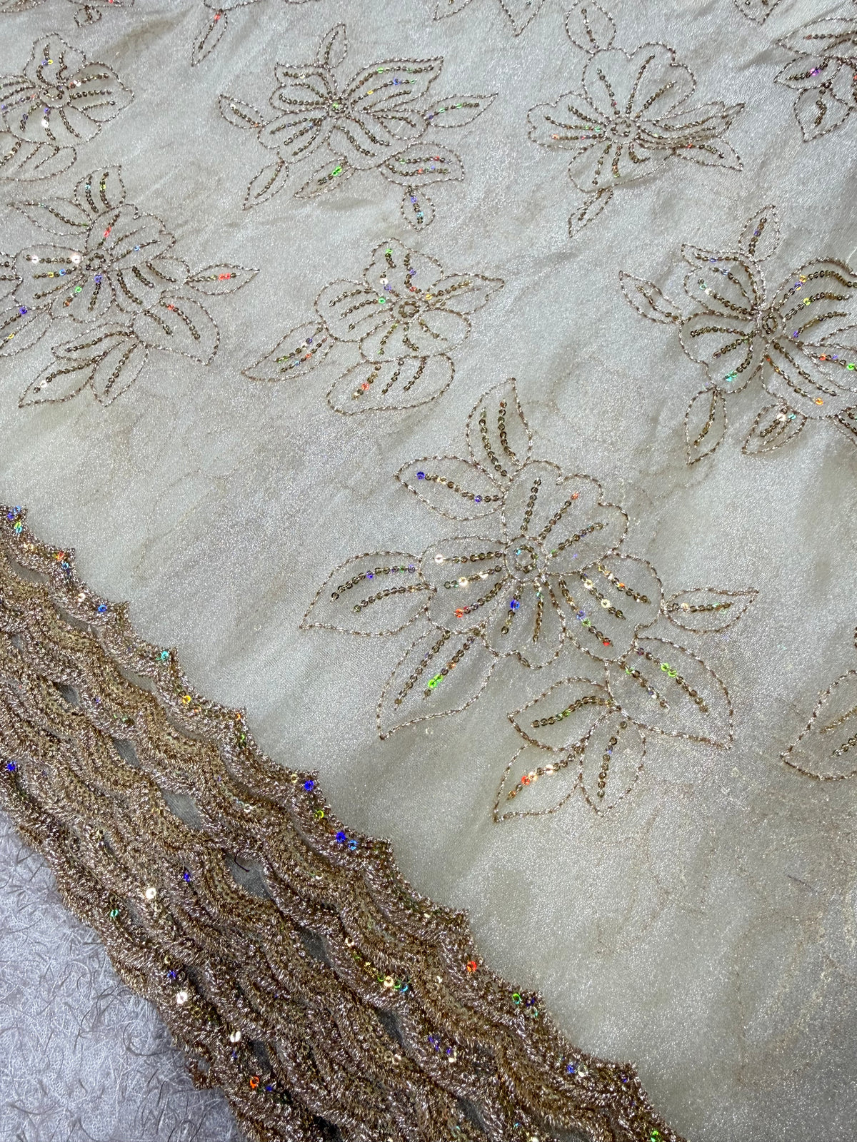 Pure shimmer organza embroidery fabric