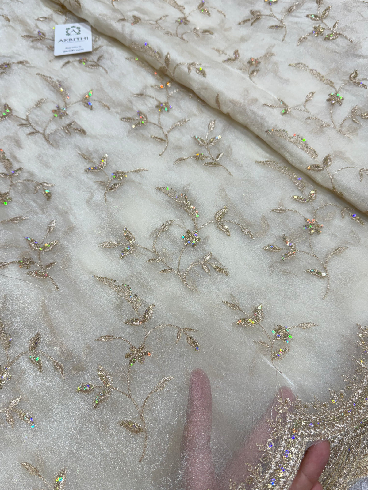 Pure shimmer organza embroidery fabric