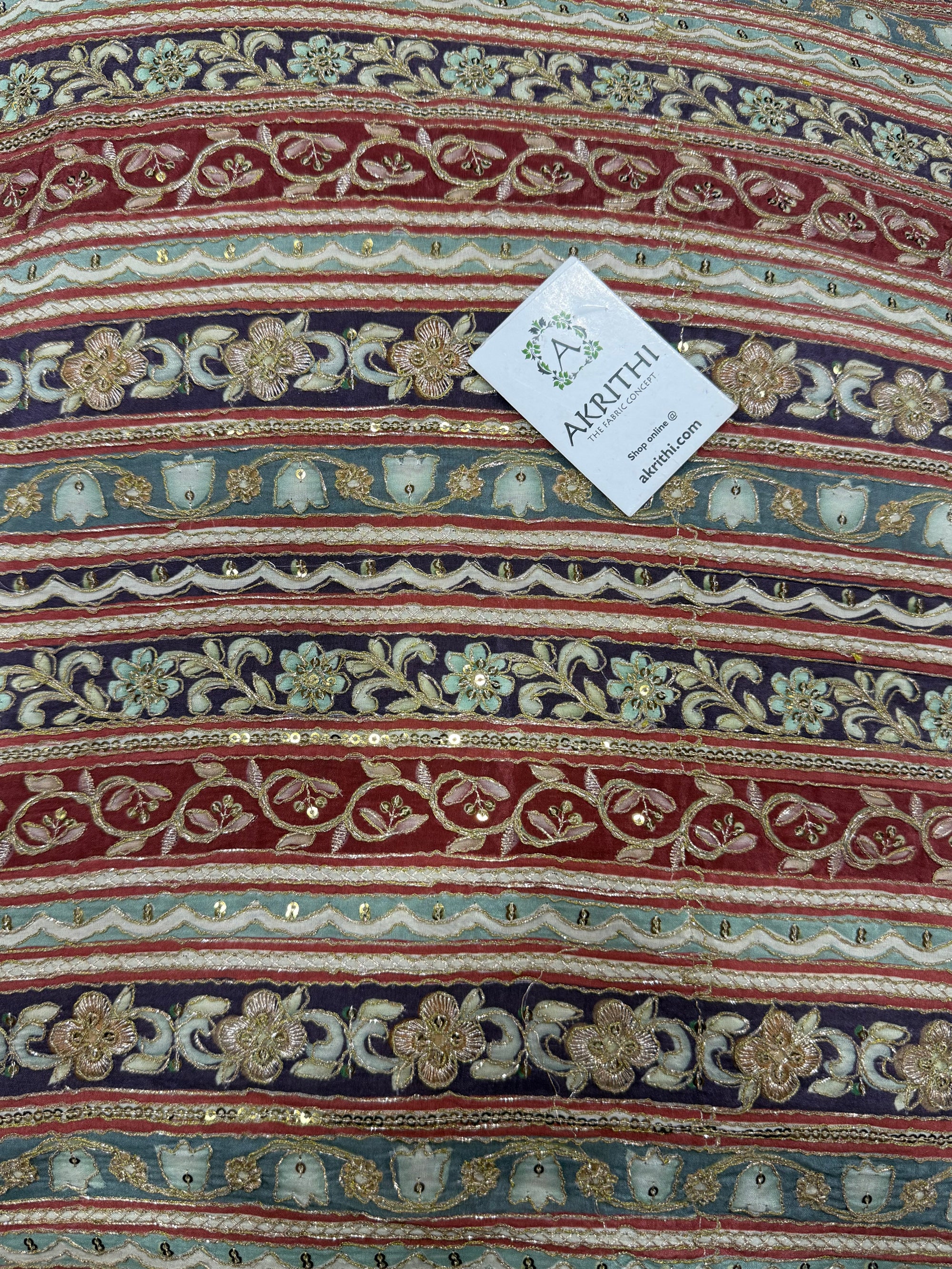Embroidered crepe fabric With position print