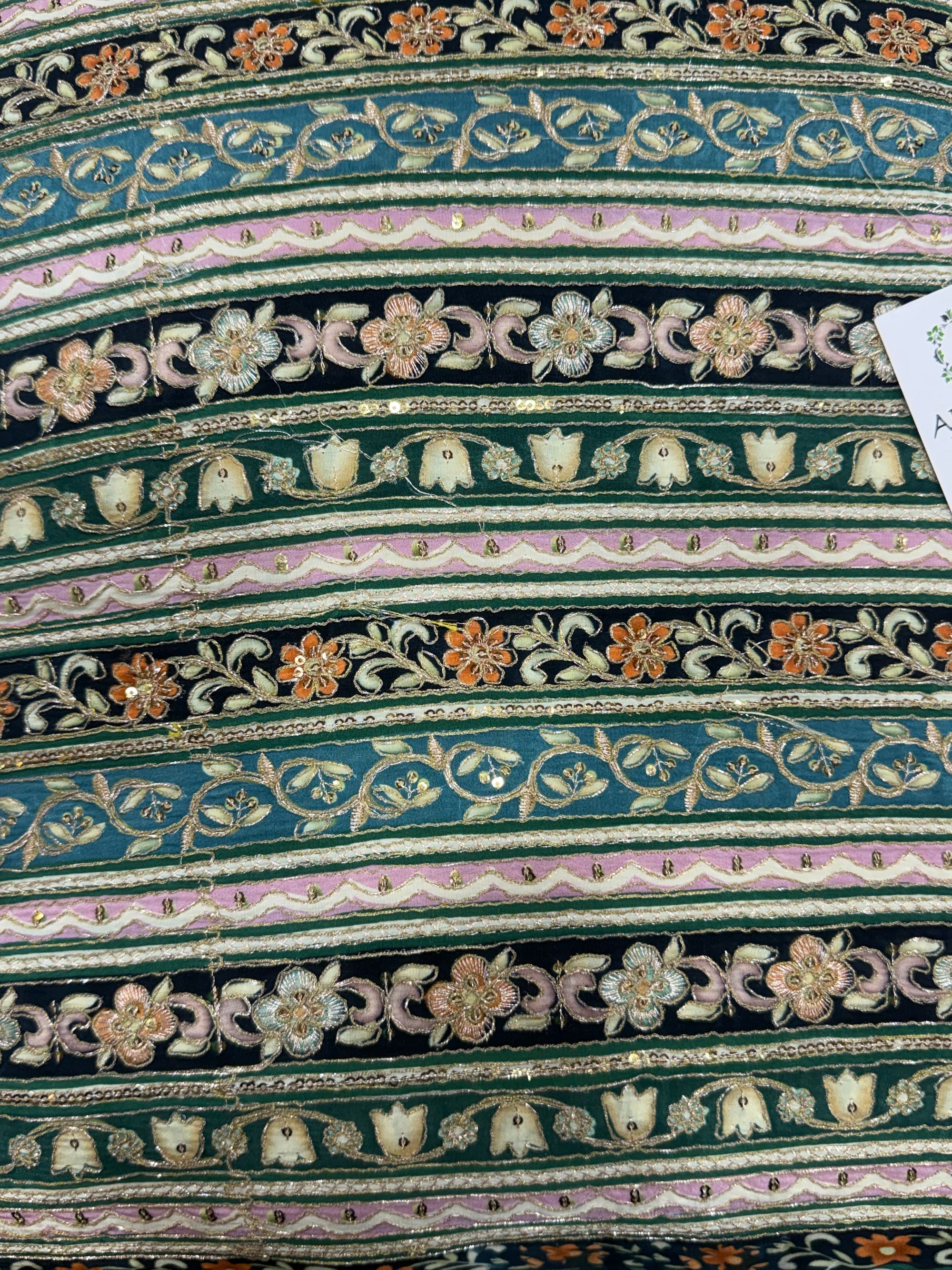 Embroidered crepe fabric With position print