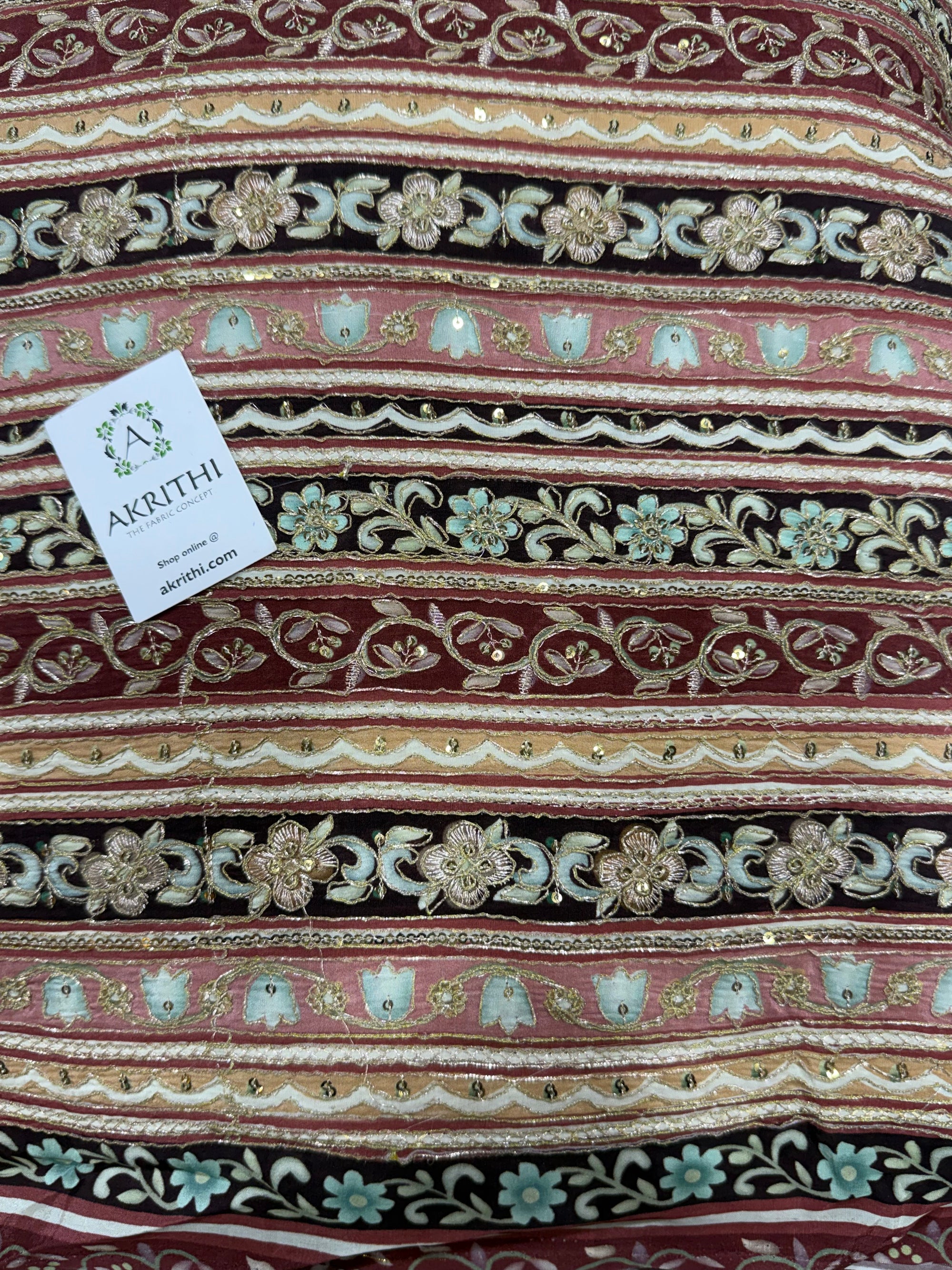 Embroidered crepe fabric With position print