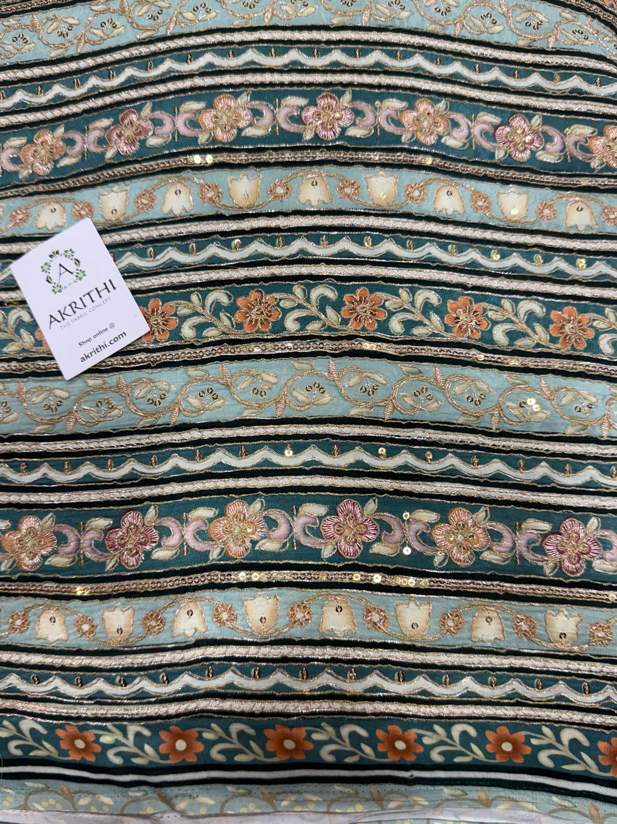 Embroidered crepe fabric With position print