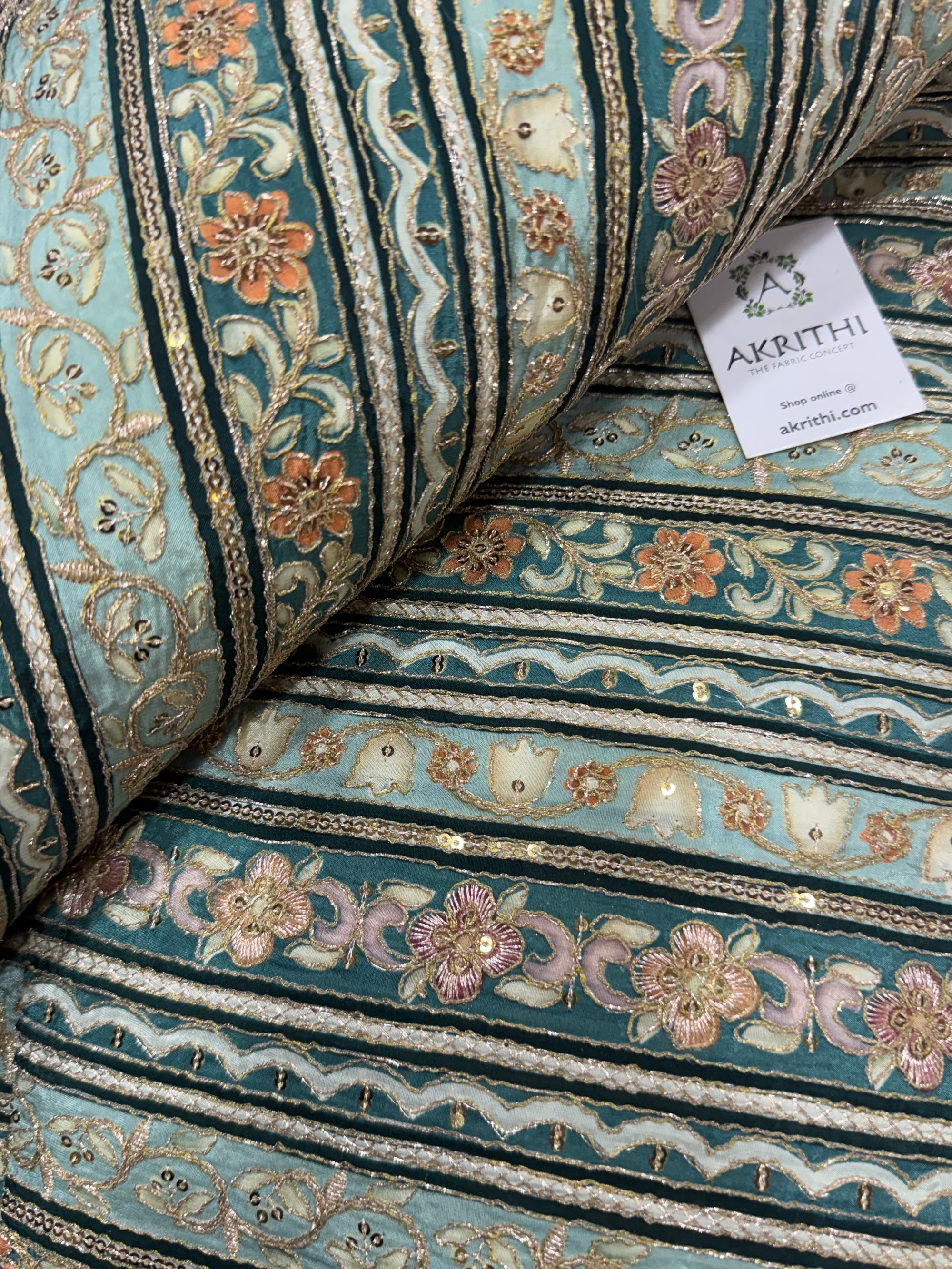 Embroidered crepe fabric With position print