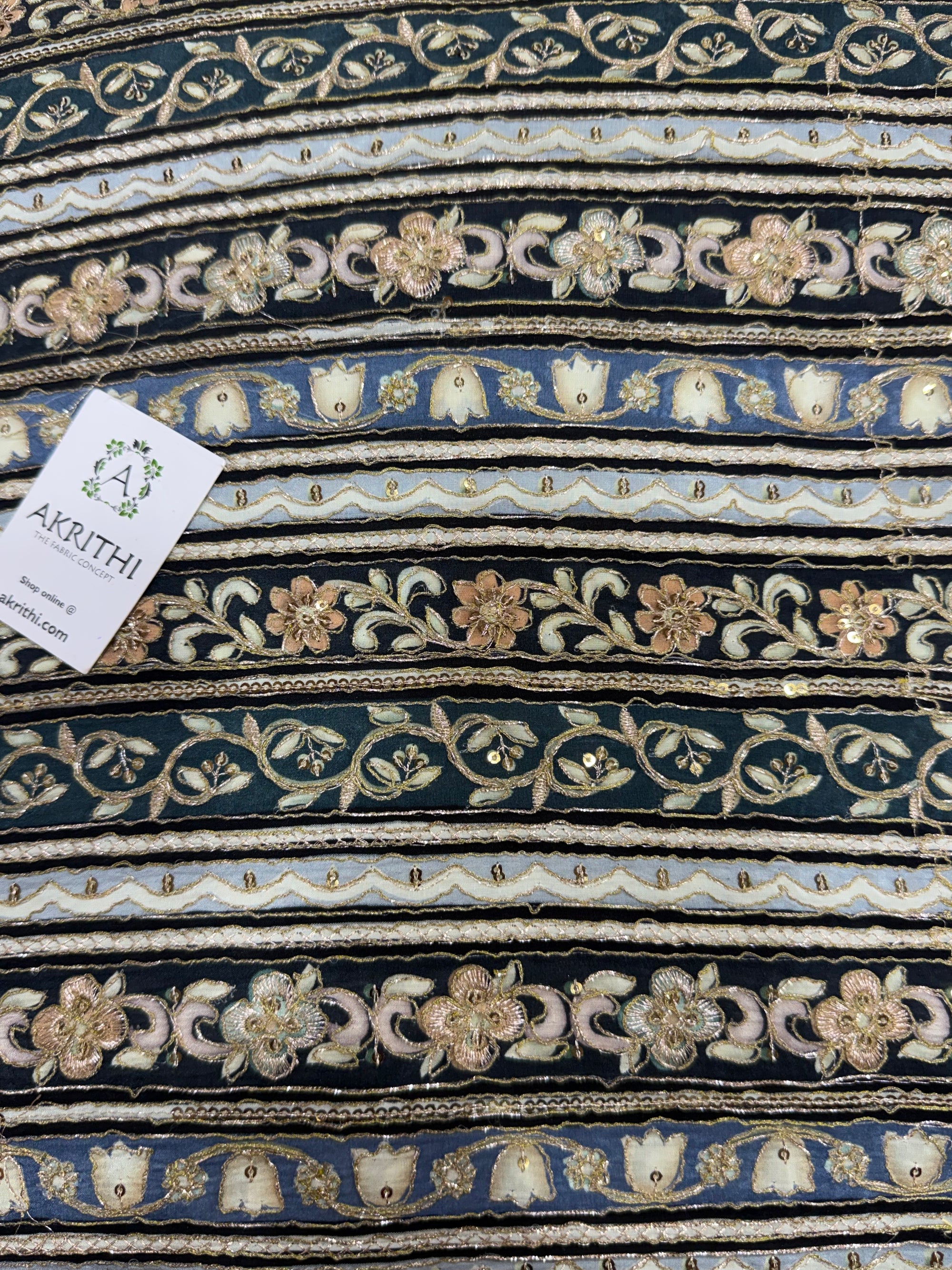 Embroidered crepe fabric With position print