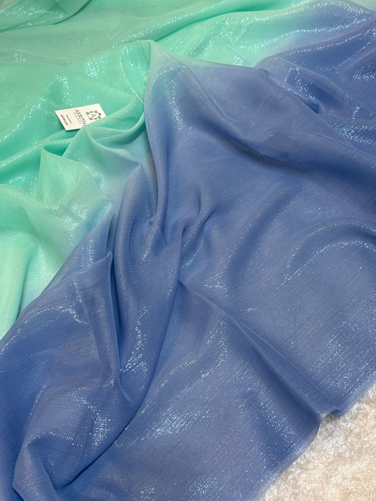 Pure silk chiffon lurex saree