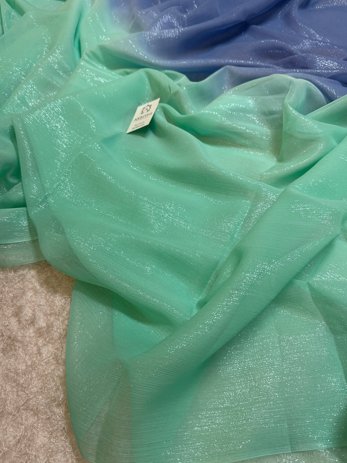 Pure silk chiffon lurex saree
