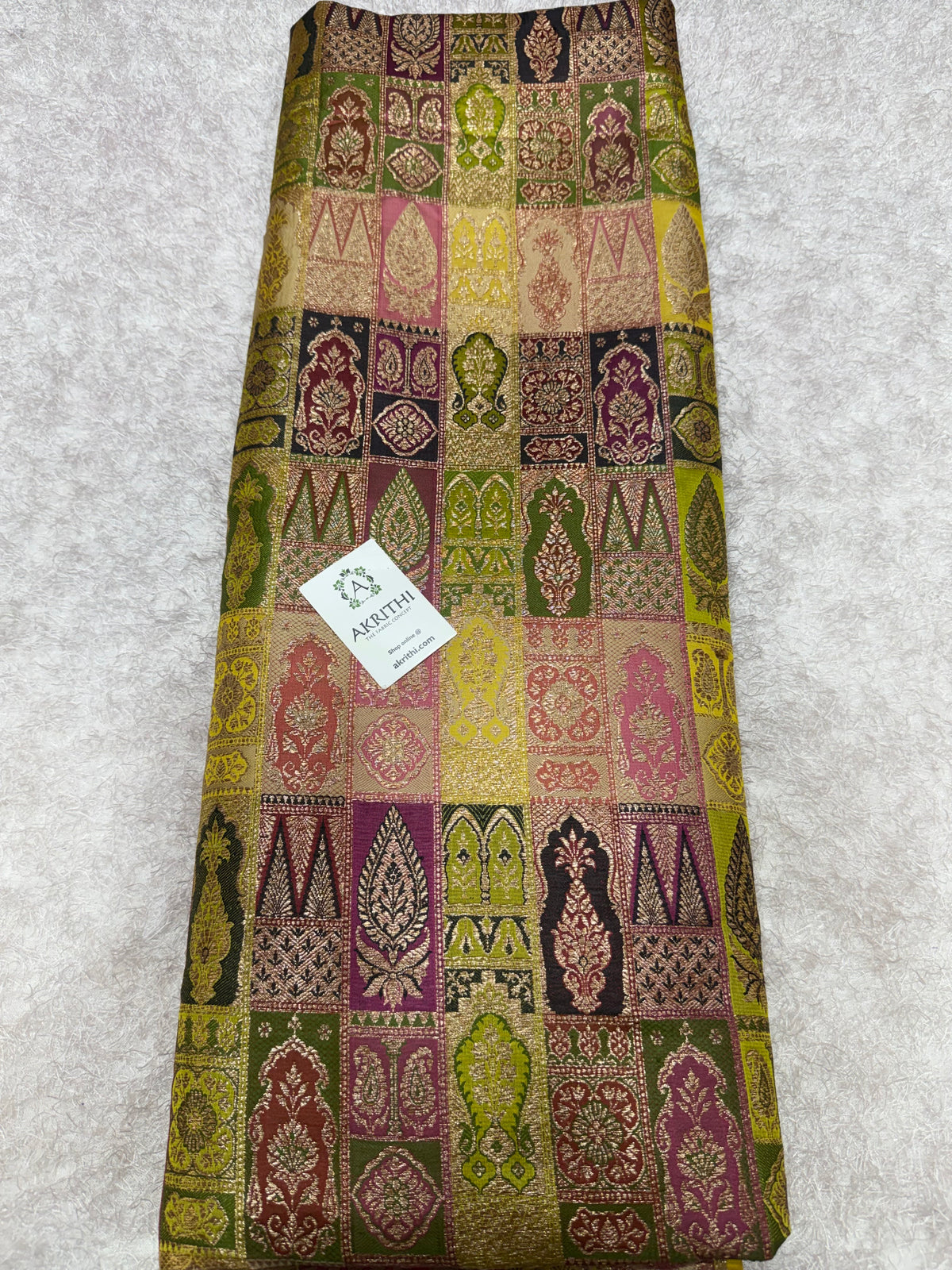 Multicoloured Pure Banarasi brocade fabric
