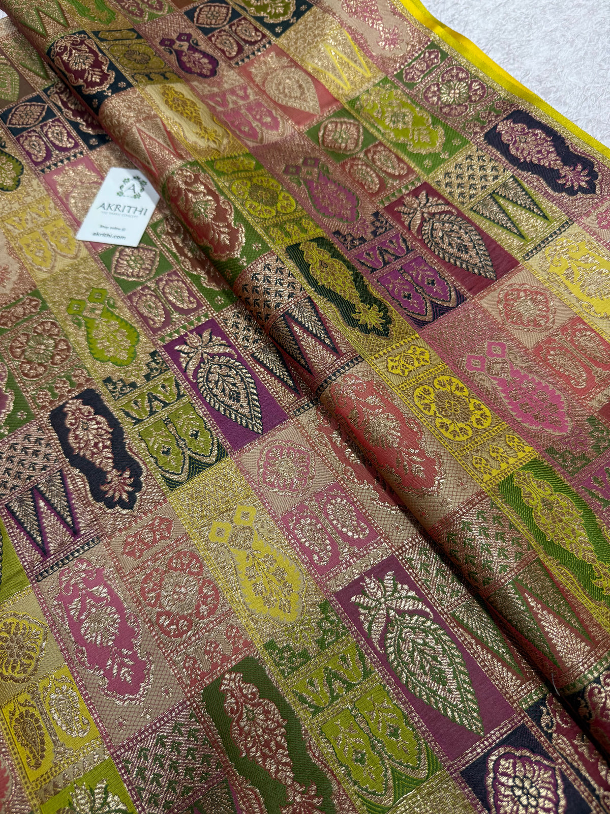 Multicoloured Pure Banarasi brocade fabric