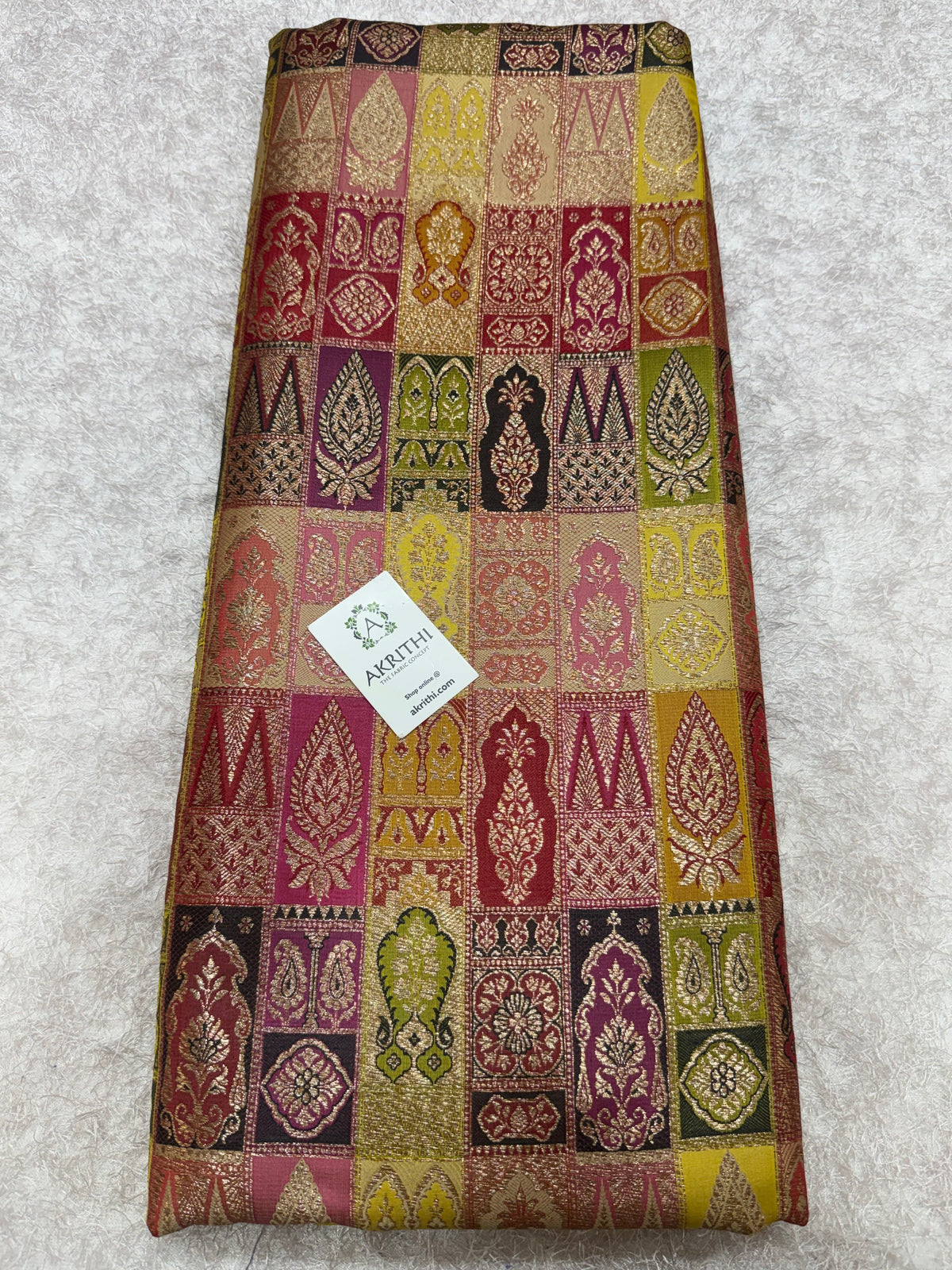 Multicoloured Pure Banarasi brocade fabric