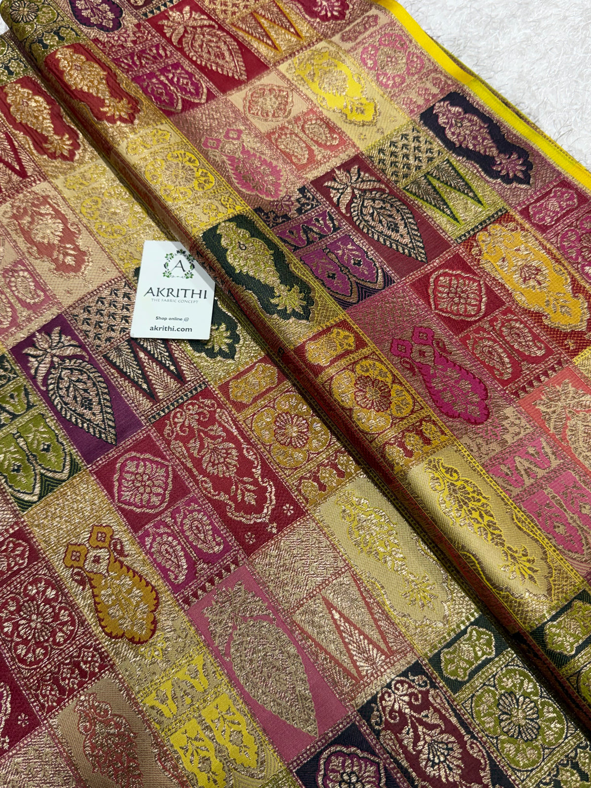 Multicoloured Pure Banarasi brocade fabric