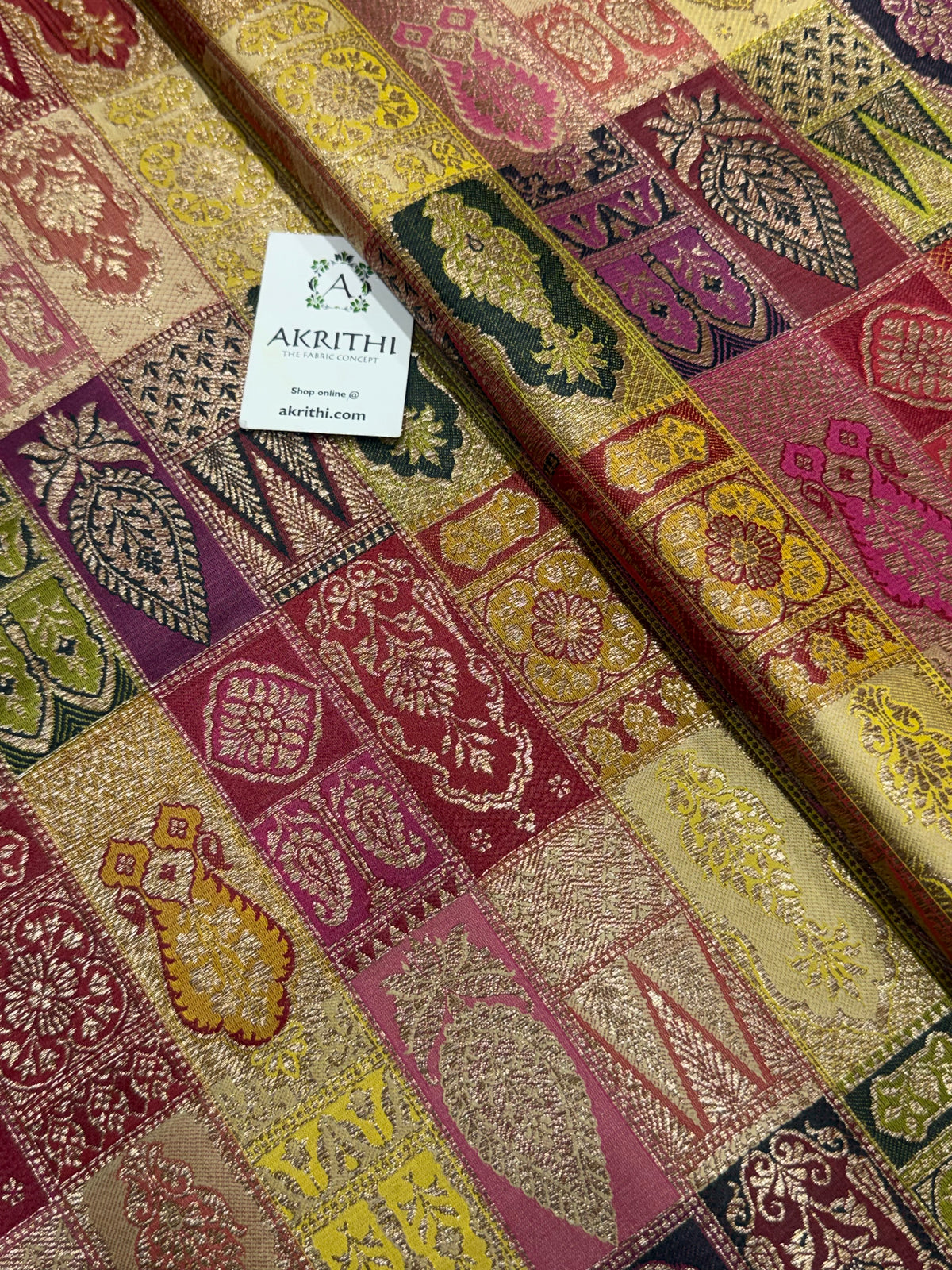 Multicoloured Pure Banarasi brocade fabric