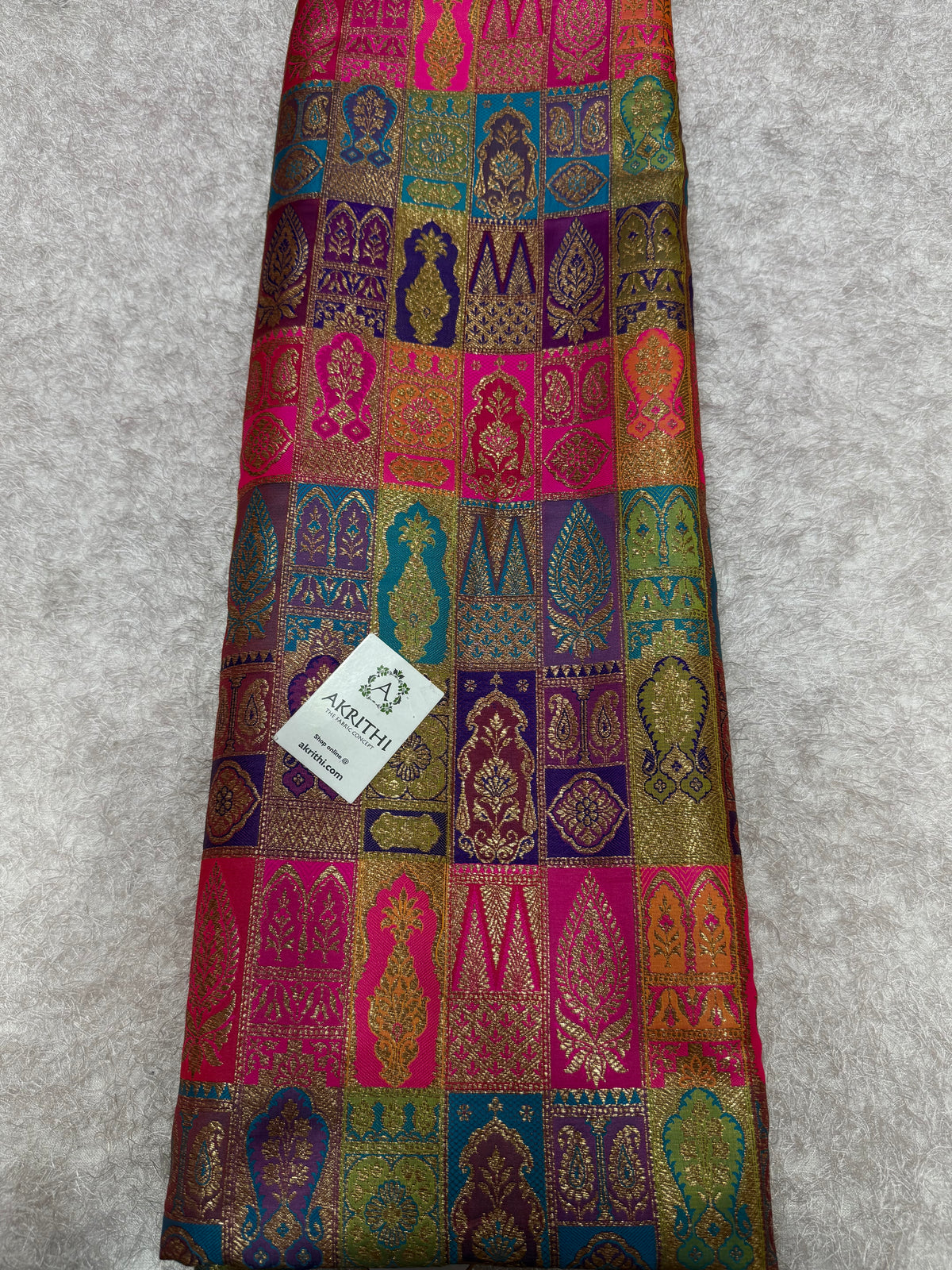 Multicoloured Pure Banarasi brocade fabric
