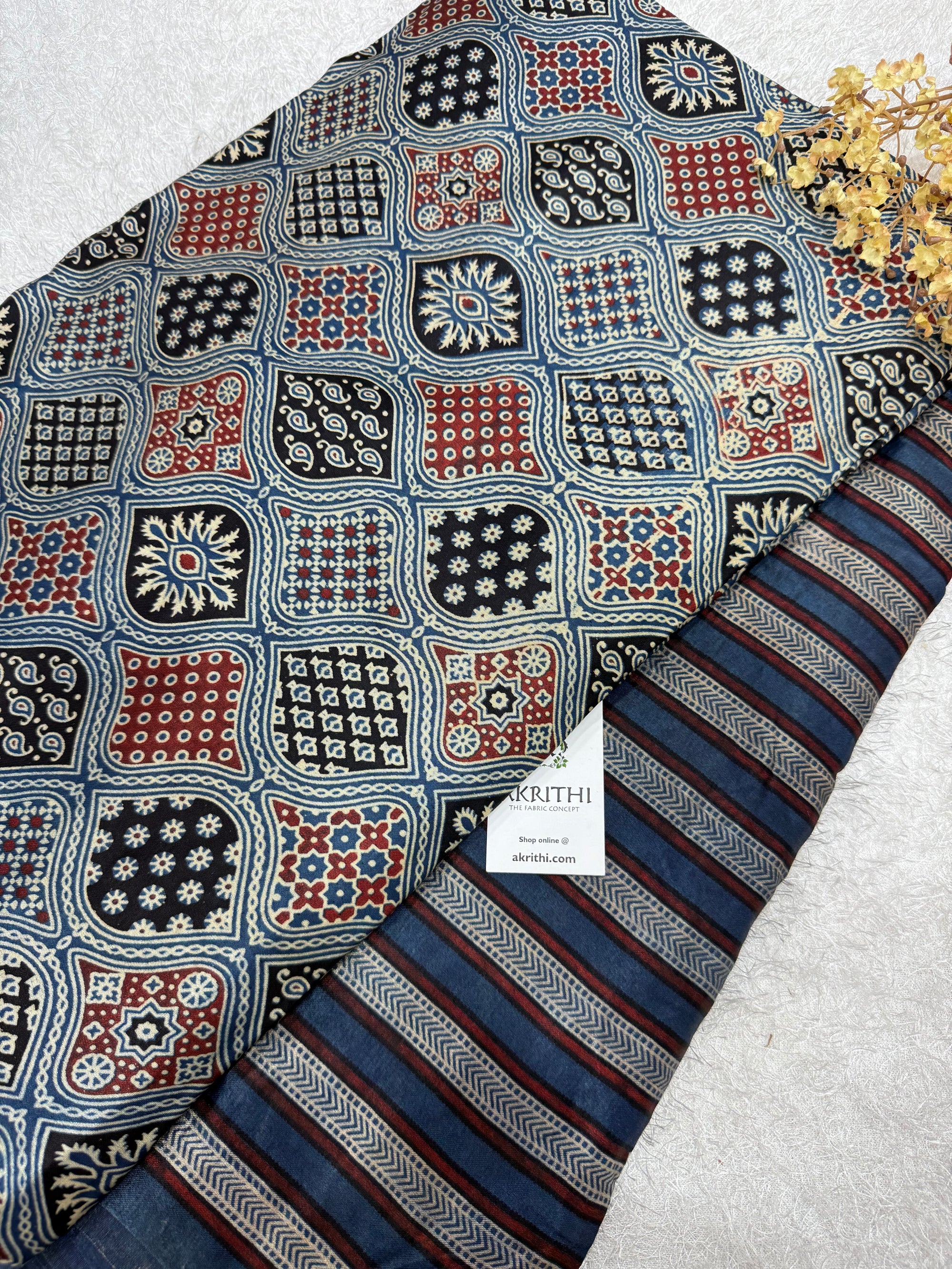 Ajrakh Pure mashru silk salwar suit