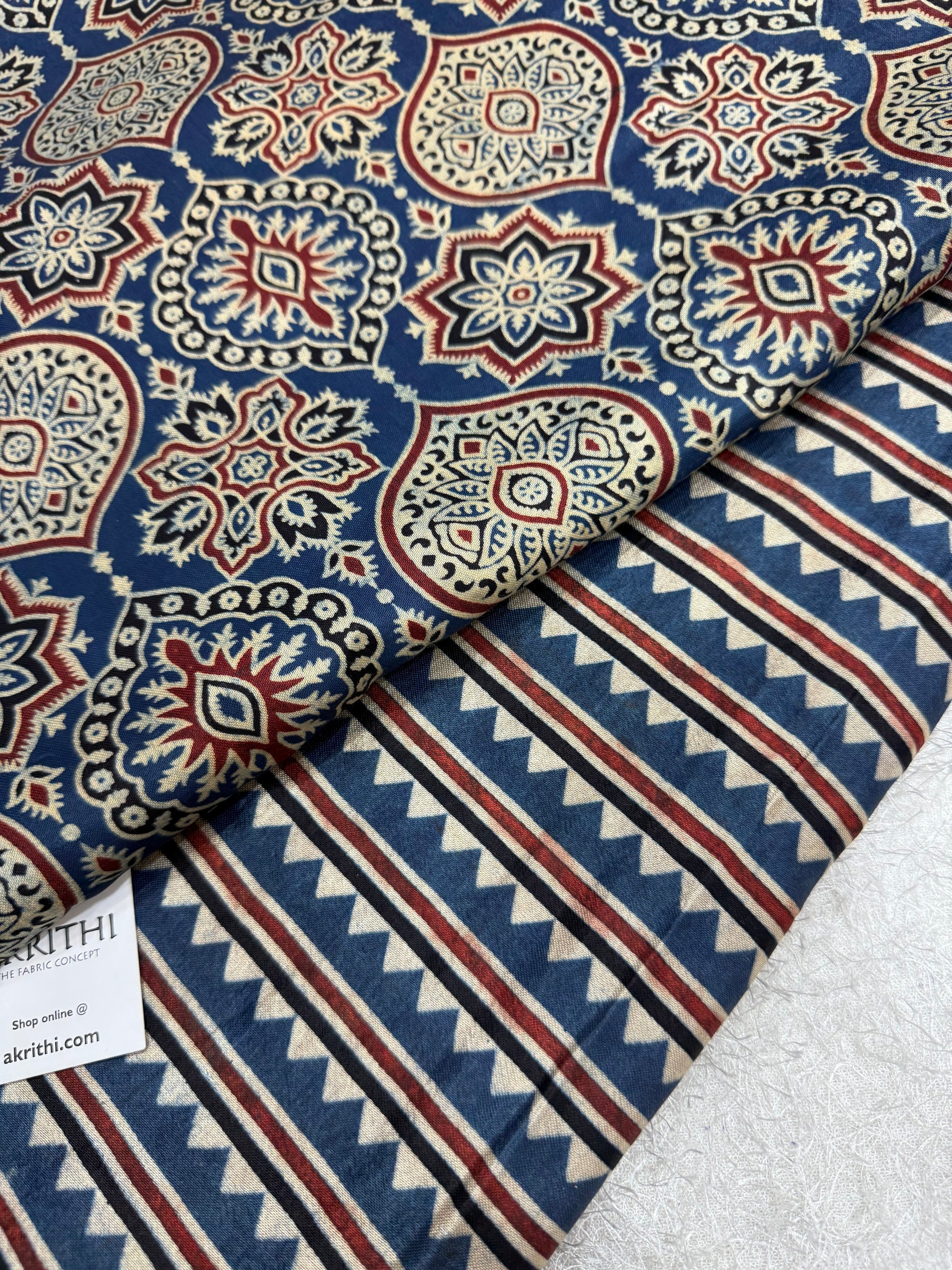 Ajrakh Pure mashru silk salwar suit
