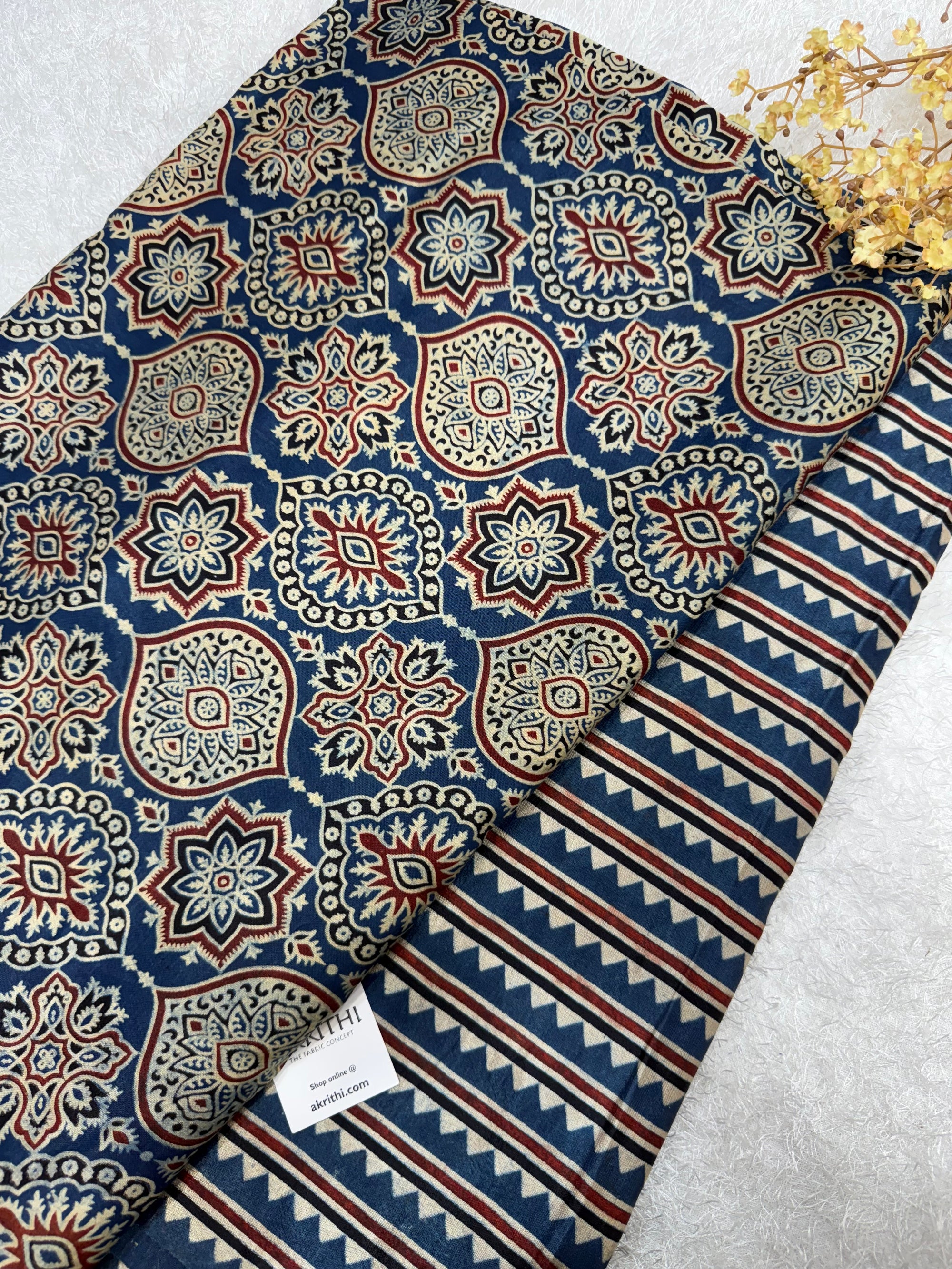 Ajrakh Pure mashru silk salwar suit