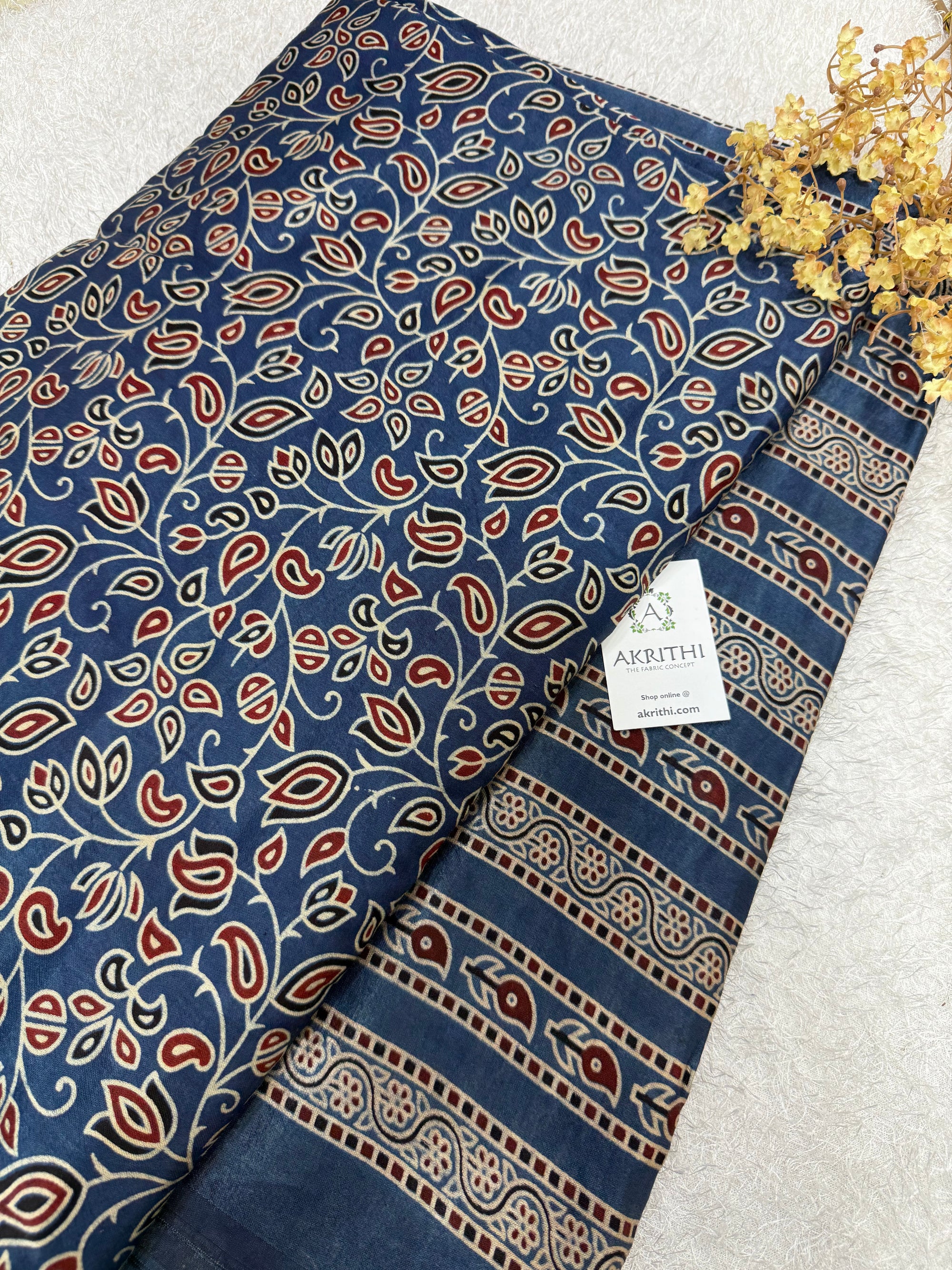 Ajrakh Pure mashru silk salwar suit