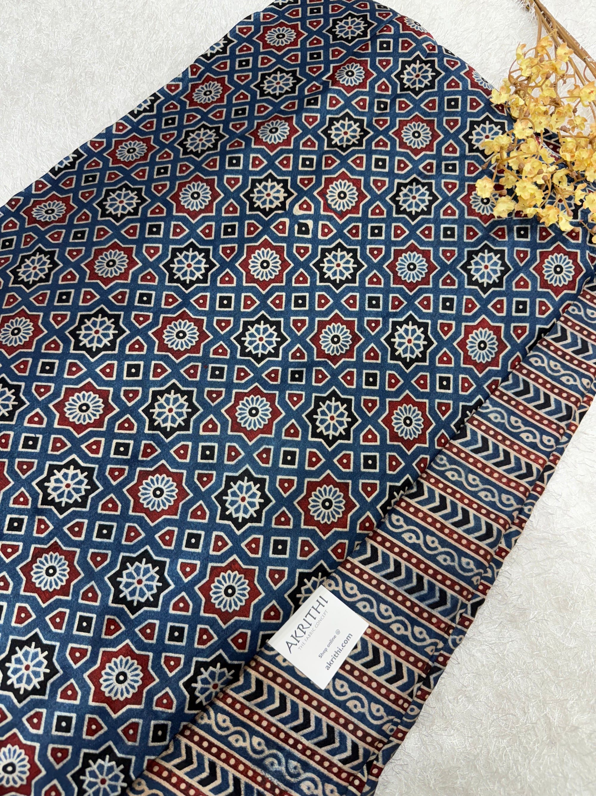 Ajrakh Pure mashru silk salwar suit