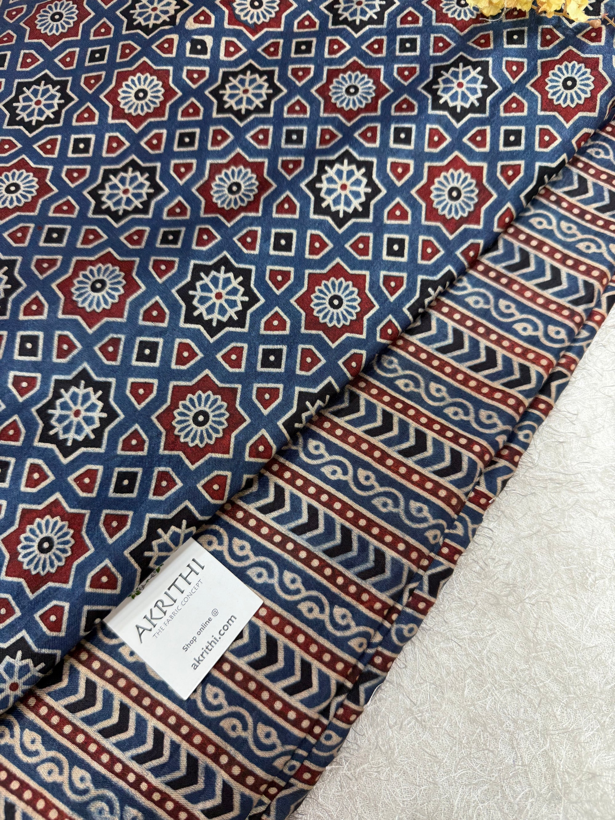 Ajrakh Pure mashru silk salwar suit