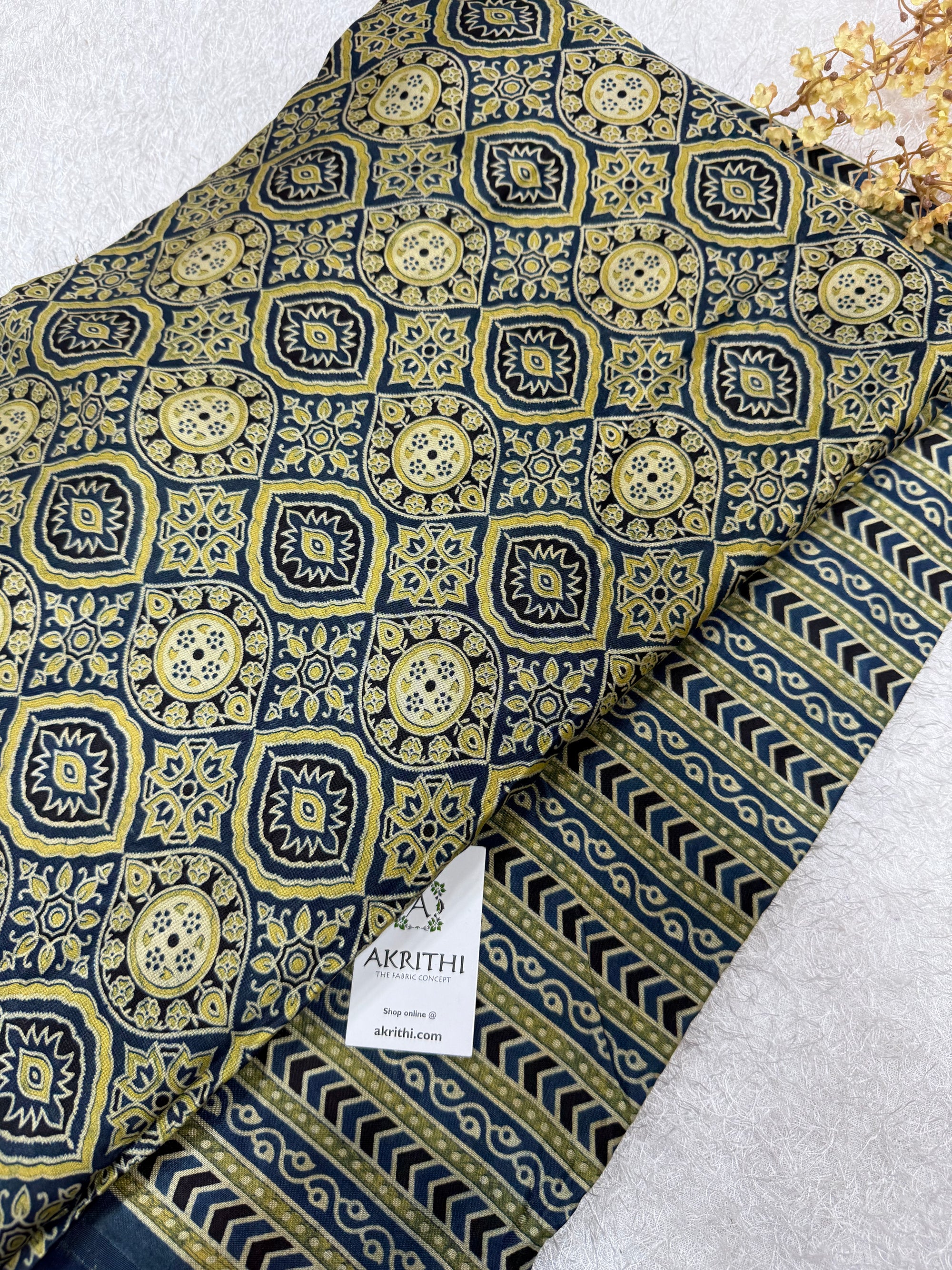 Ajrakh Pure mashru silk salwar suit