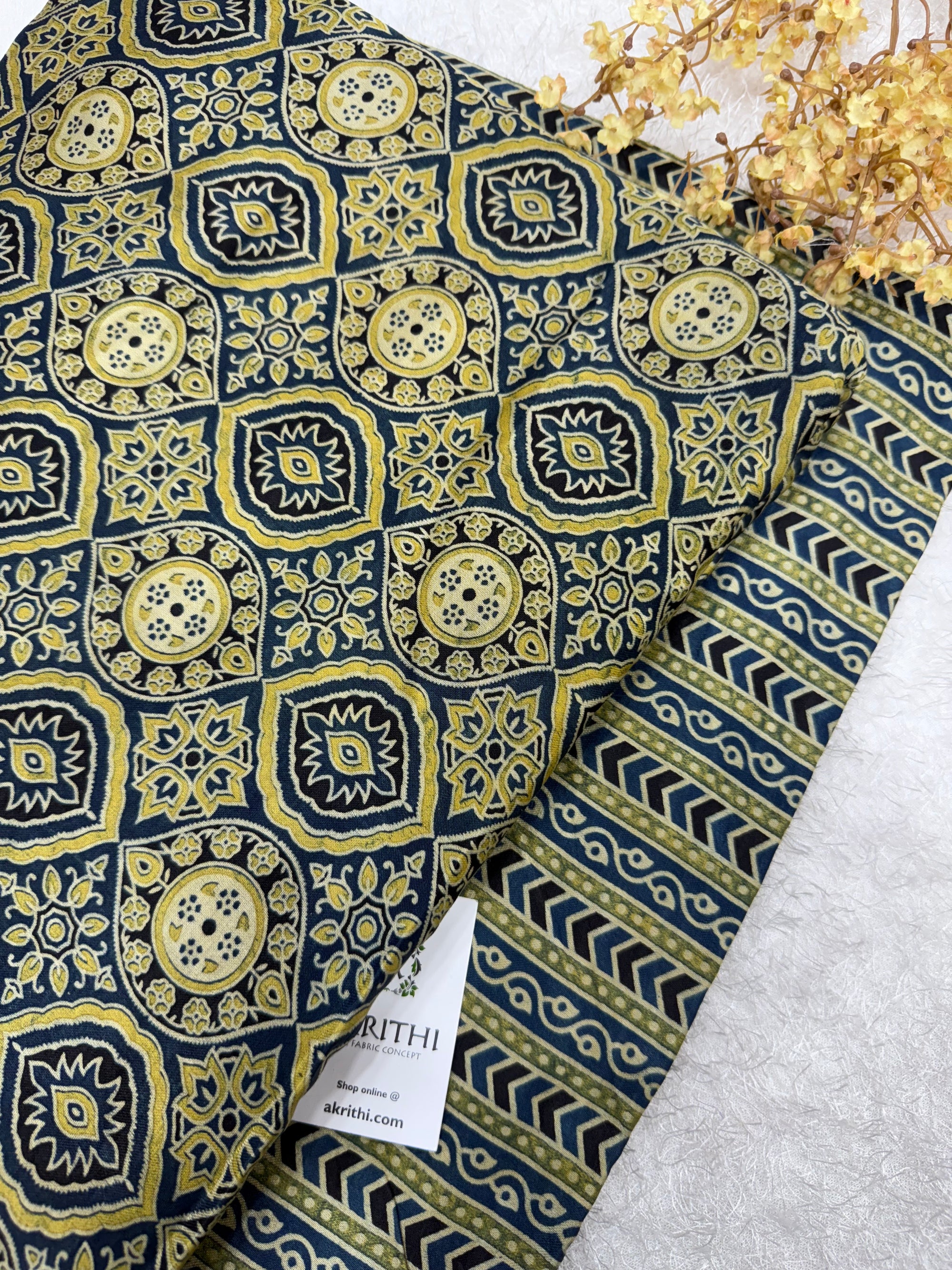 Ajrakh Pure mashru silk salwar suit