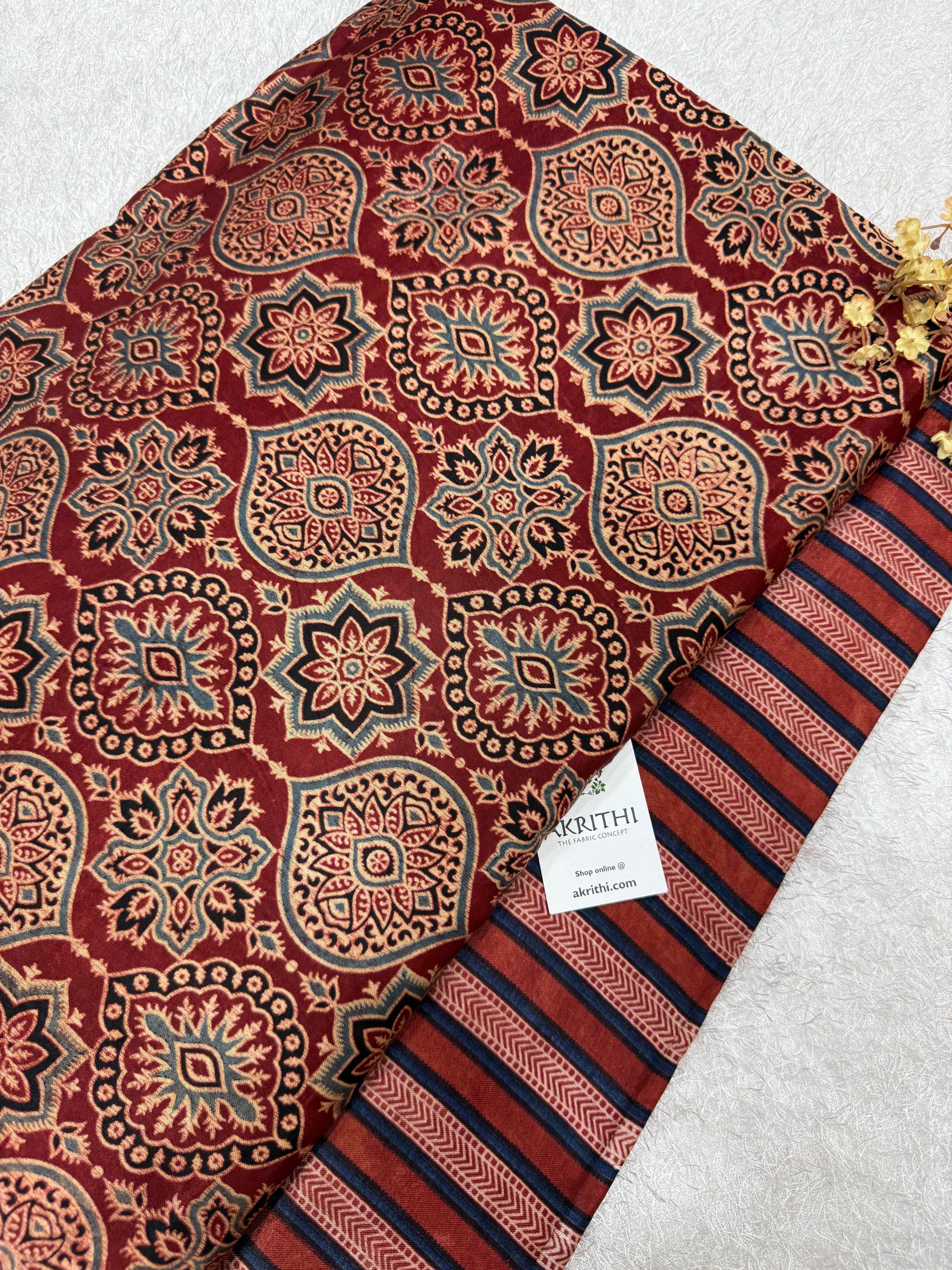 Ajrakh Pure mashru silk salwar suit