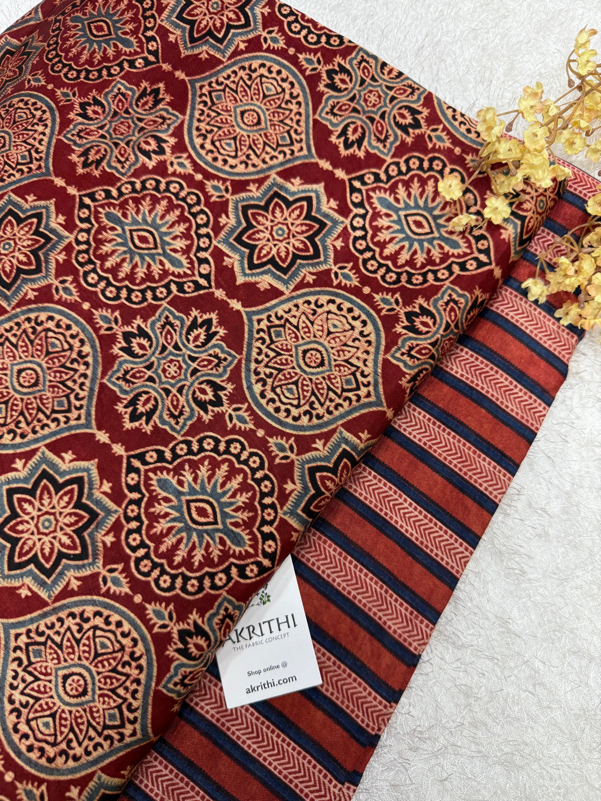 Ajrakh Pure mashru silk salwar suit