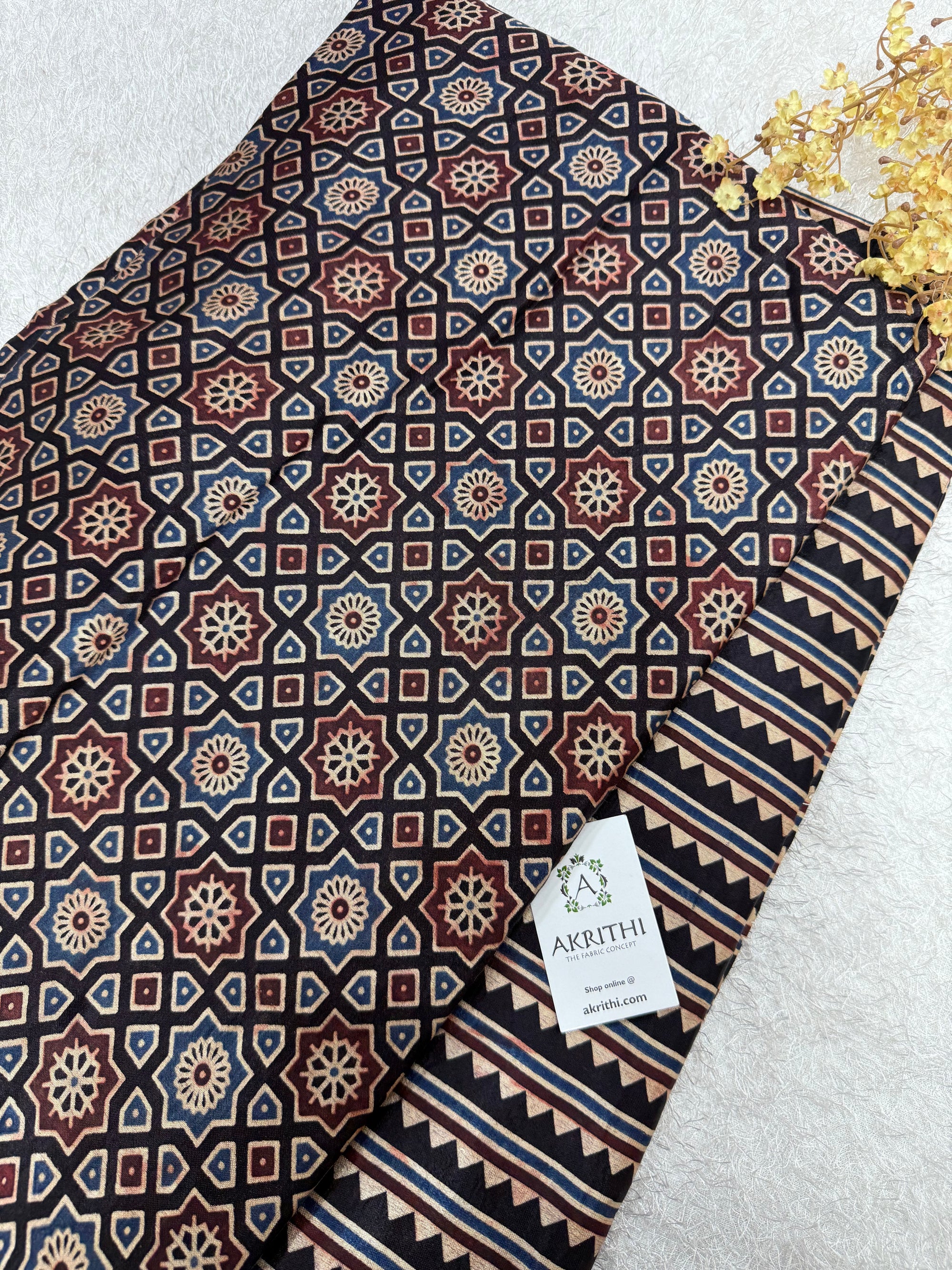 Ajrakh Pure mashru silk salwar suit