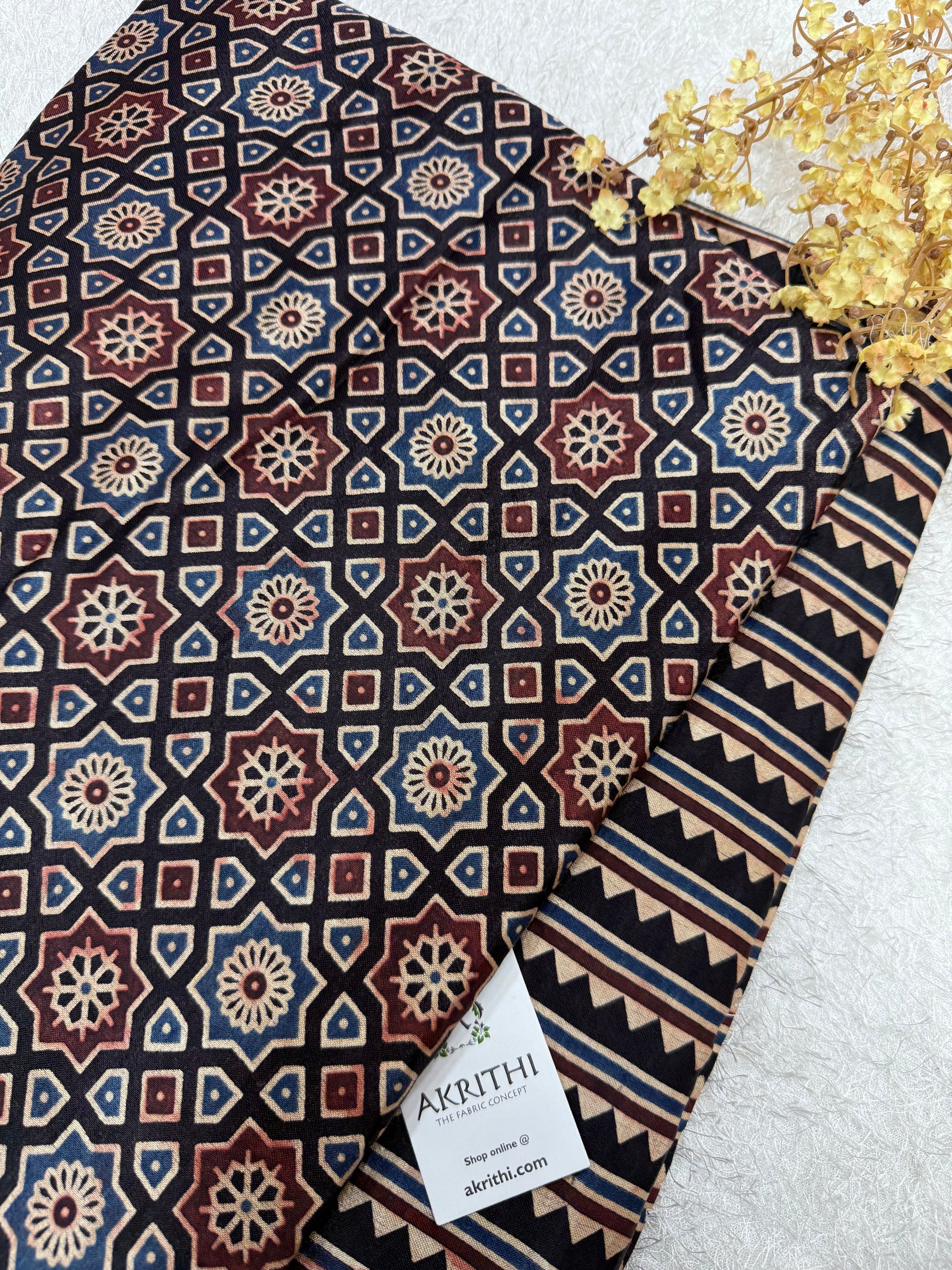 Ajrakh Pure mashru silk salwar suit